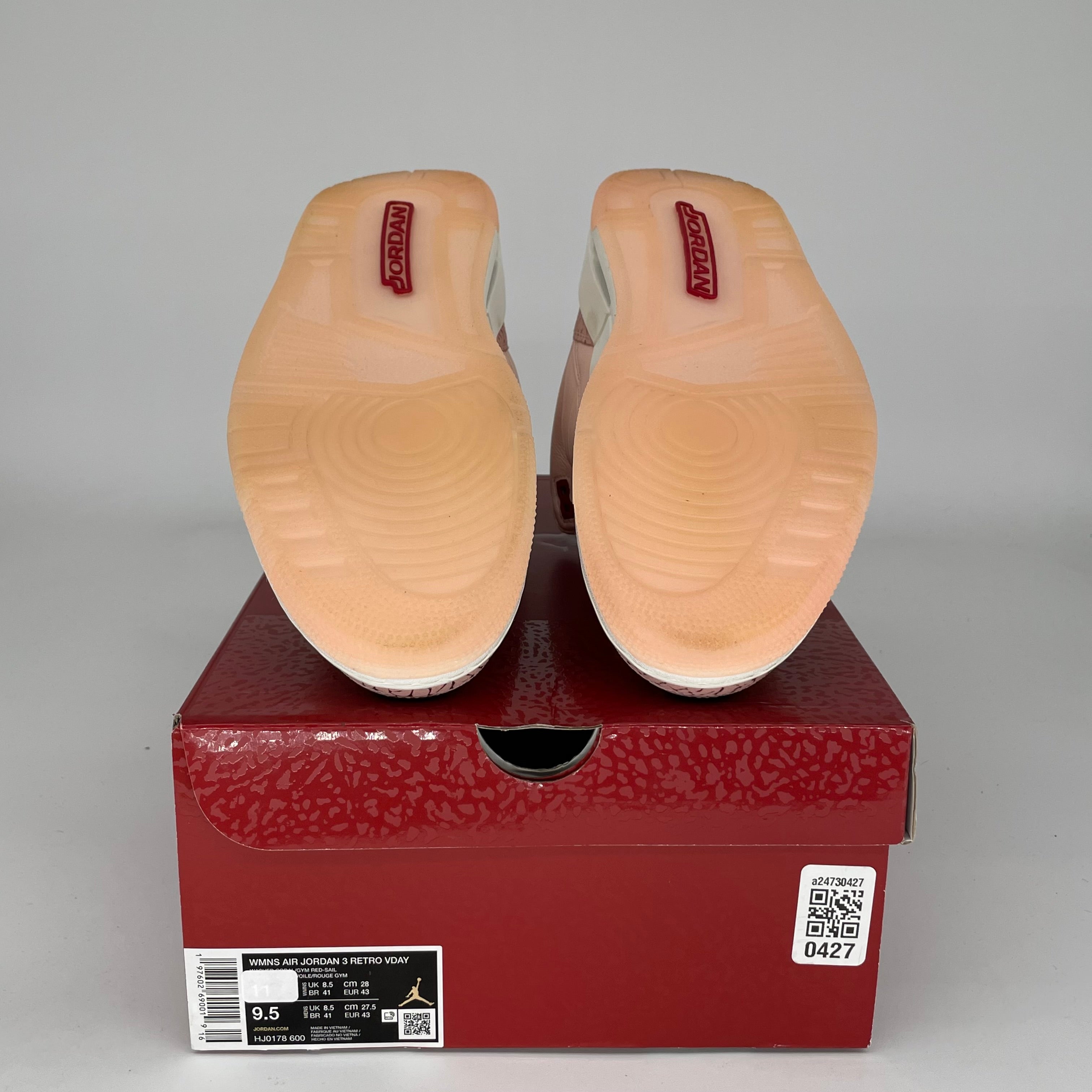 AIR JORDAN 3 VALENTINES DAY SNEAKERS - LIMITED EDITION WOMEN'S SHOES SIZE 9.5/11W (STYLE HJ0178-600) - Perfect for Valentine's Gifts, Date Nights & Special Occasions