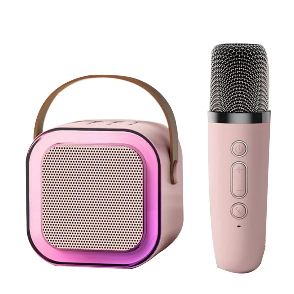 Portable Bluetooth KTV Microphone Speaker with Built-in Mic - Wireless Karaoke Machine for Kids & Adults, Home Parties, Birthday Gifts (Pink) | Perfect for Family Gatherings, Singing Practice & Entertainment
