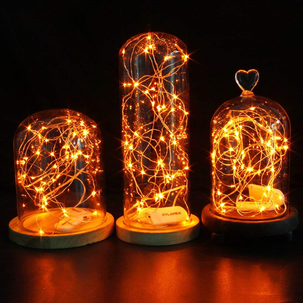 CYLAPEX 12 Pack Orange Fairy Lights - Battery Operated Starry String Lights with 3.3ft/1m Silver Copper Wire - Perfect for Halloween, Christmas, Wedding, Party & Home Decorations | Indoor & Outdoor Use for Festive Events, Costumes, and Seasonal Celebrations
