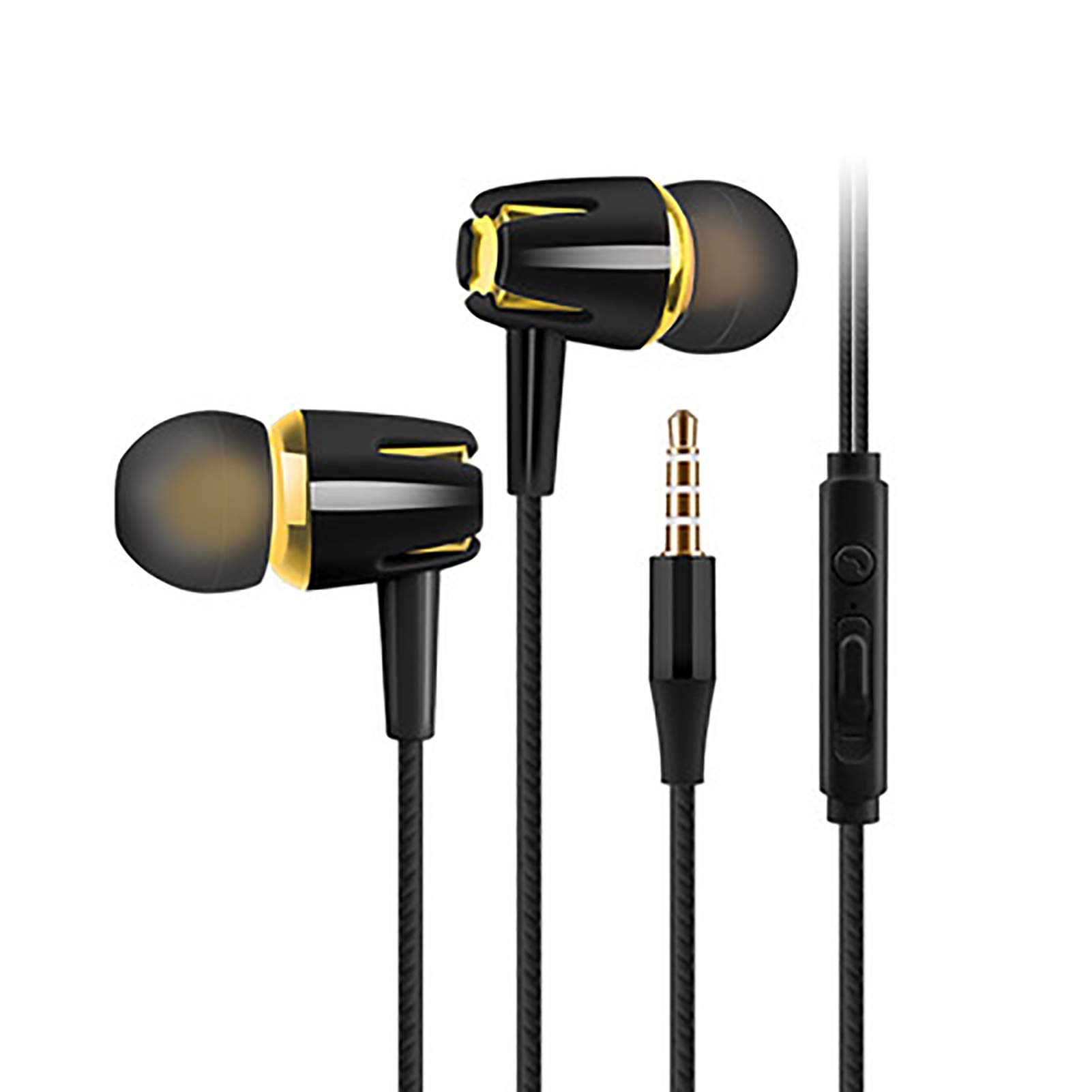 Wireless Earbuds with Microphone - Noise Cancelling Bluetooth Headphones, Lightweight Comfortable In-Ear Sport Earbuds for Running, Gym & Workout (Black & Gold) - Perfect for Commuting, Travel & Fitness
