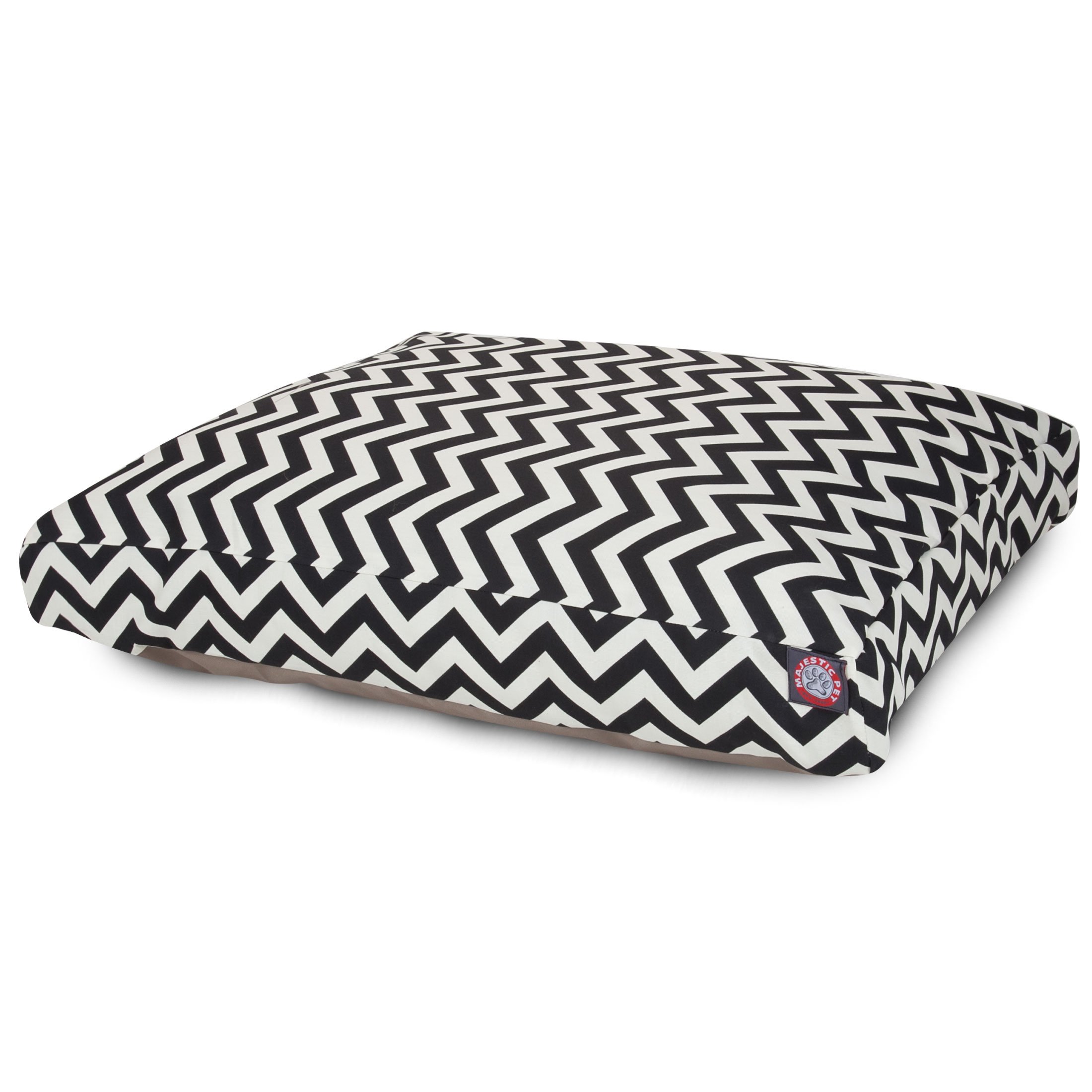 Majestic Pet Chevron Rectangle Washable Dog Bed – Non-Slip Comfortable Crate & Kennel Bed with Removable Cover – Medium Size Black Polyester Fiber Pet Bed for Sleeping, Lounging & Travel