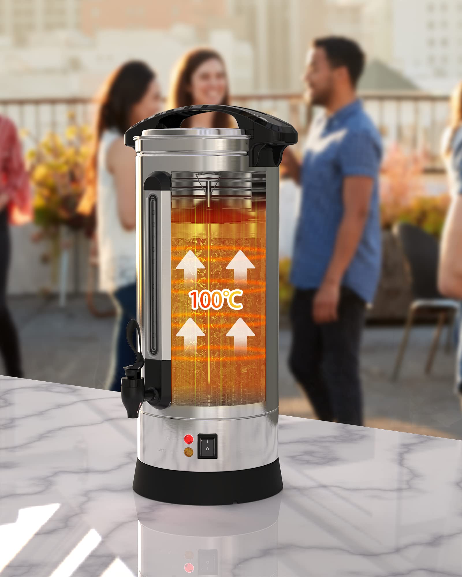 65 Cups 10L Commercial Coffee Urn - Stainless Steel Fast Brew Electric Hot Water Dispenser for Catering, Meetings & Parties - Perfect for Large Events, Offices & Restaurants (Silver)