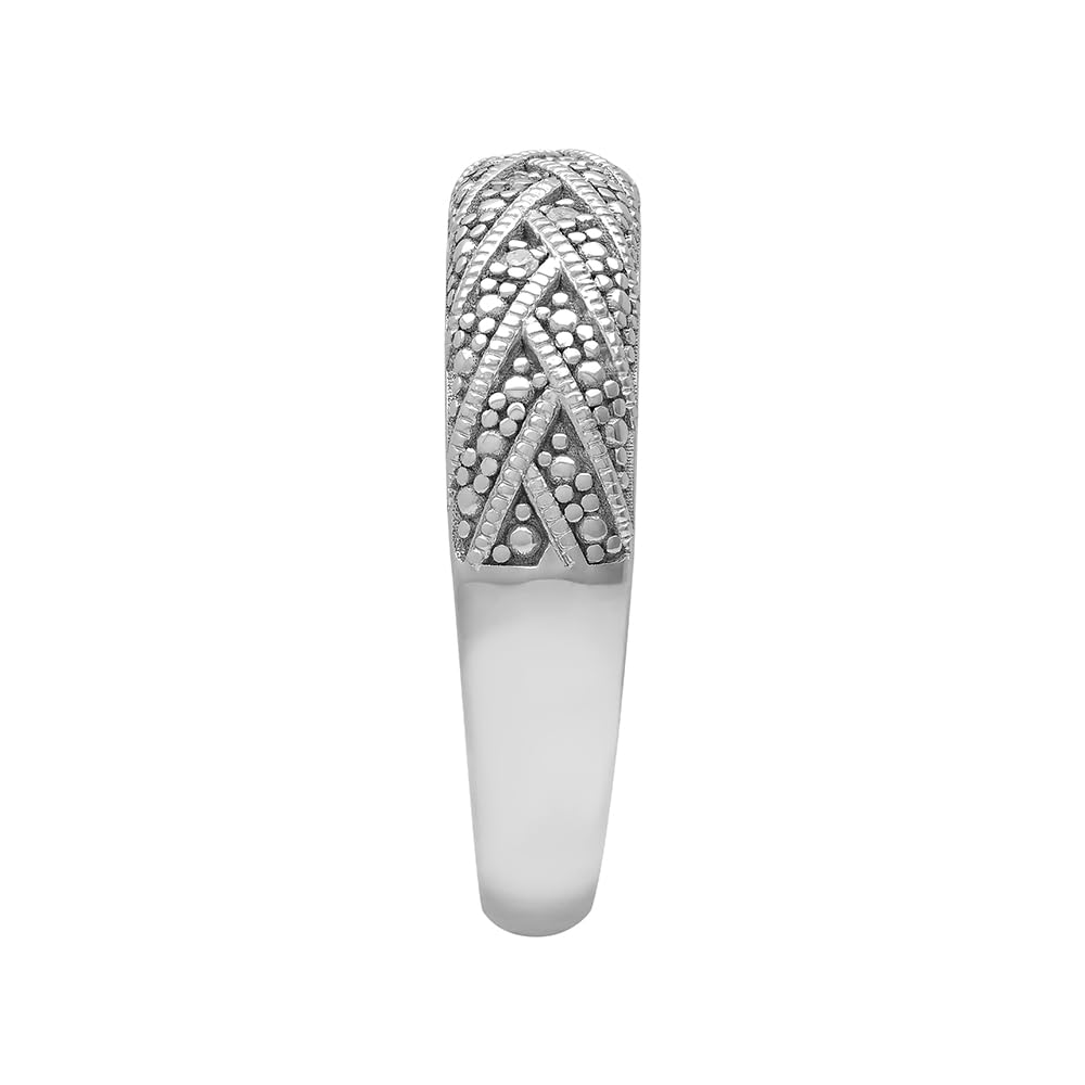 925 Sterling Silver Rings for Women - Diamond Accent Braided Dome Wedding Band, Promise Ring or Anniversary Jewelry | Elegant Silver Jewelry for Weddings, Engagements & Special Occasions