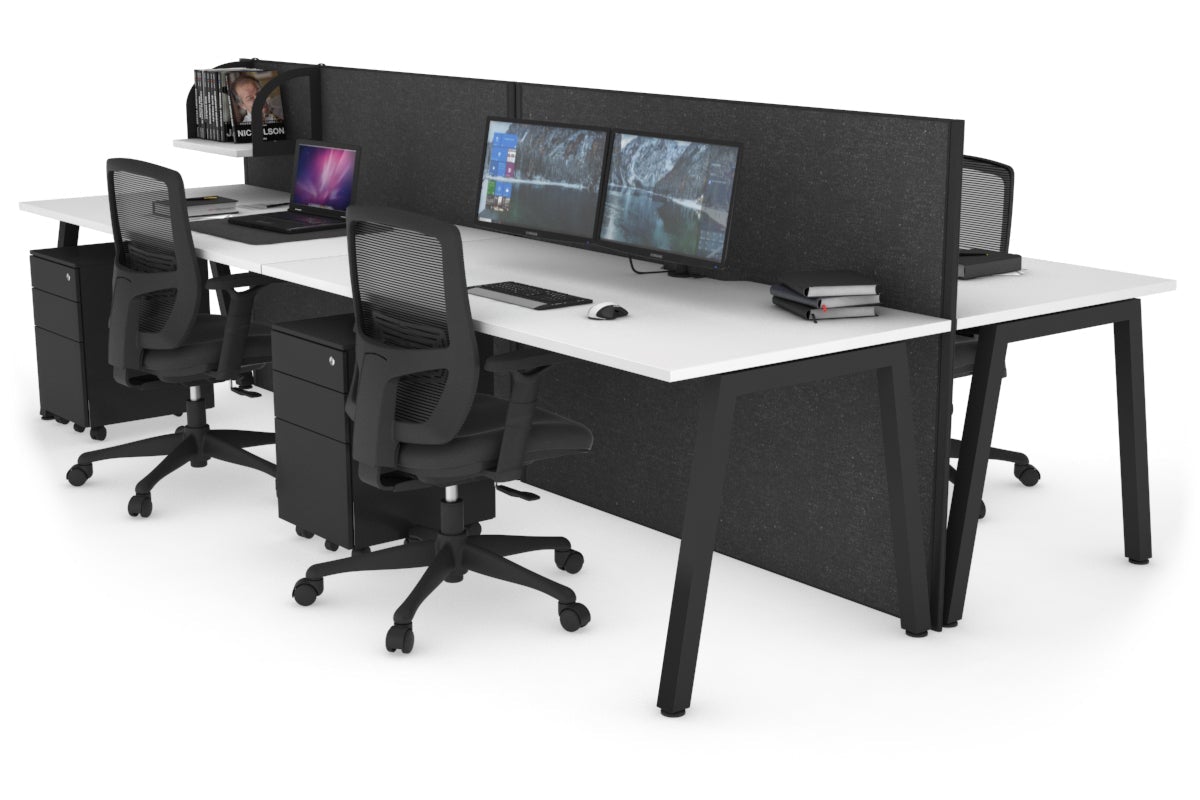 Horizon Quadro 4-Person Office Workstation Bench with A-Legs - 1800L x 800W Dimensions & Cable Management Scallop - Perfect for Collaborative Workspaces & Open Office Environments