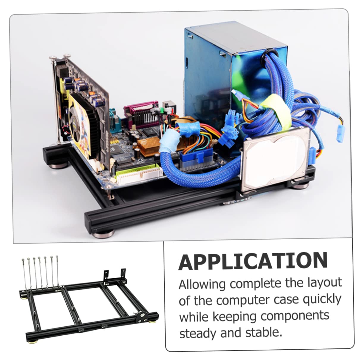 Mikikit Open Chassis Computer Case Bracket - Aluminum Motherboard & GPU Stand for PC Builds, Mining Rigs, and Test Benches - Enhanced Airflow for Gaming, Overclocking, and Hardware Testing