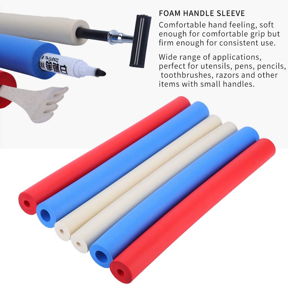 Non-Slip Foam Grip Tubing 6-Pack - Foam Handle Sleeve Covers for Utensils, Pens, Pencils & Razors - Perfect for Kitchen Tools, Office Supplies & Personal Care Items