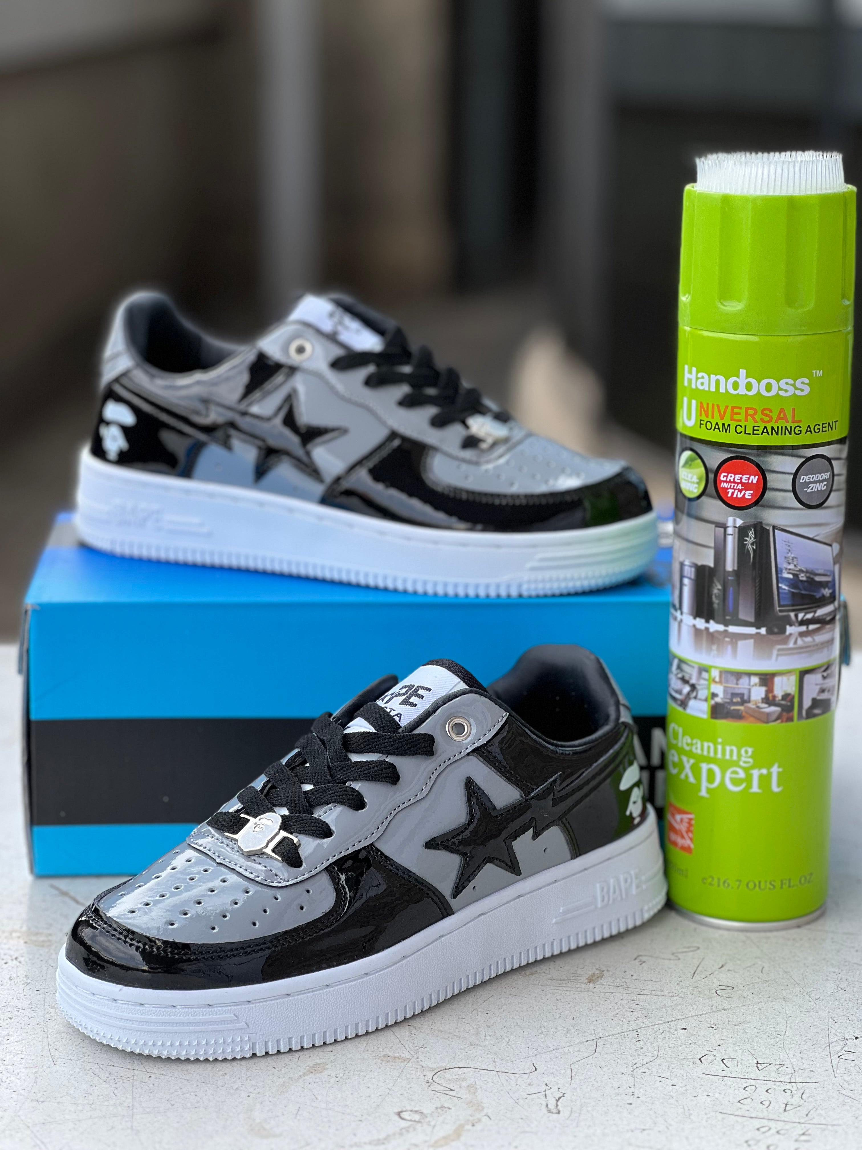 Bape Sta Sneakers for Men - Black & Grey Retro Skate Shoes - Streetwear Fashion for Casual Wear & Urban Style