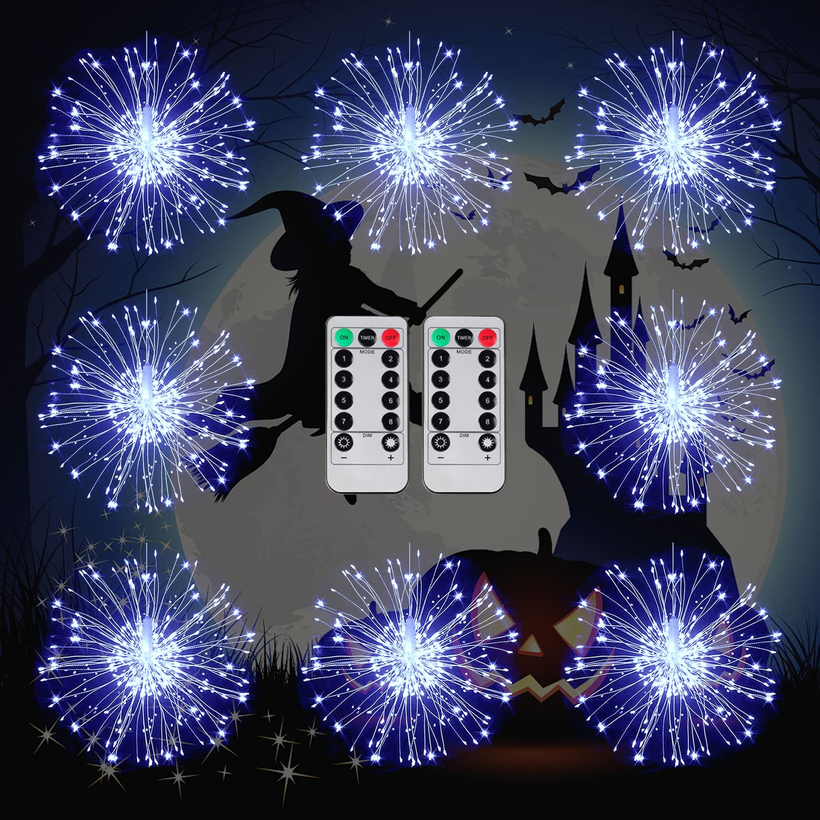 MIDDIA 8-Pack Battery Operated Fairy Lights with Remote - Waterproof Christmas Lights for Outdoor Decor, Wedding, Party, Holiday - Perfect for Trees, Bedrooms, Gardens, Tents & Curtains | Indoor/Outdoor Decorative Lighting