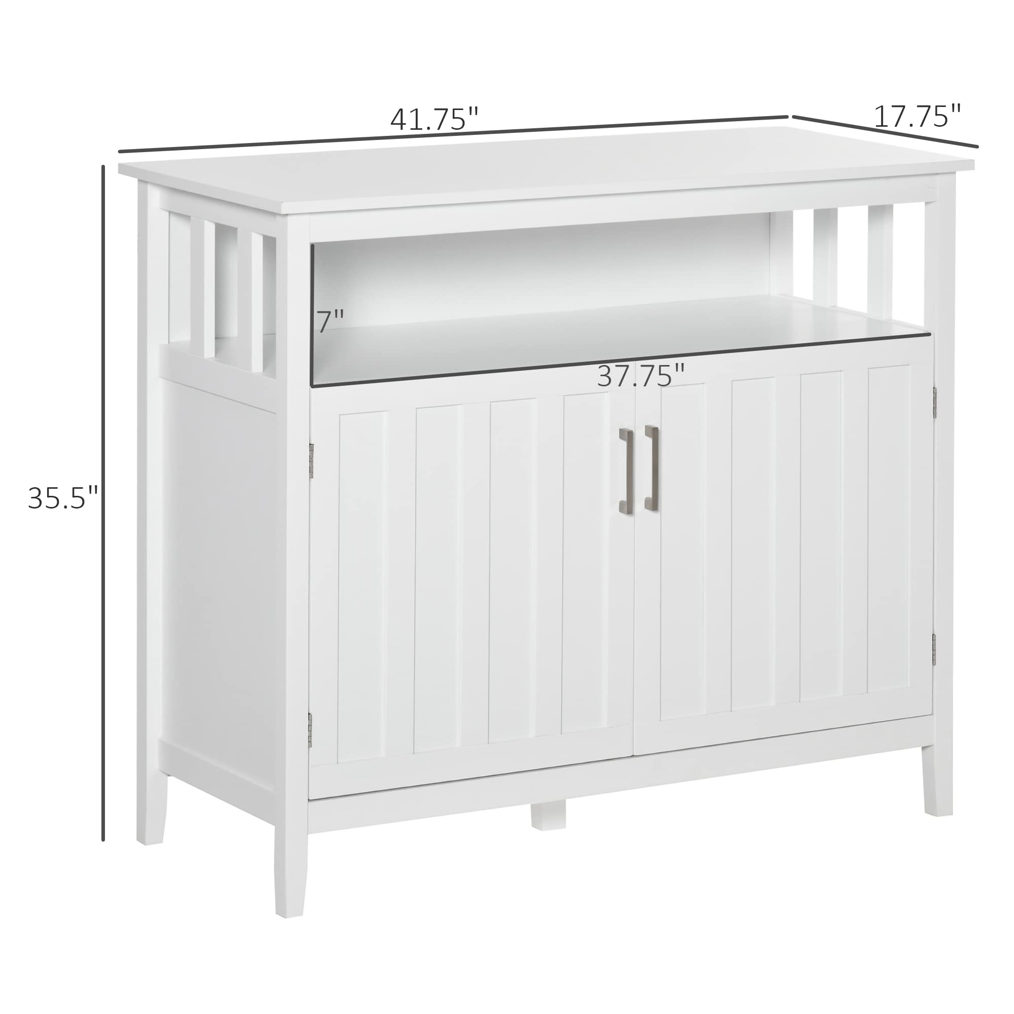 HOMCOM White Sideboard Buffet Cabinet - 2 Door Kitchen Storage Cabinet with Adjustable Shelves for Entryway, Living Room, Dining Room | Perfect for Coffee Bar, Home Organization & Small Space Decor