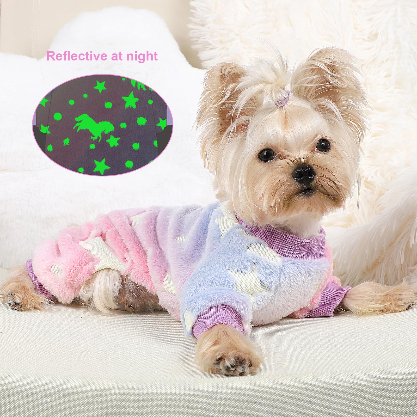 XXS Fleece Dog Sweater for Small Dogs - Winter Warm Pet Clothes with 4 Legs, Cozy Pajamas for Chihuahua & Yorkie, Pink Dog Apparel | Perfect for Indoor Lounging & Outdoor Winter Walks