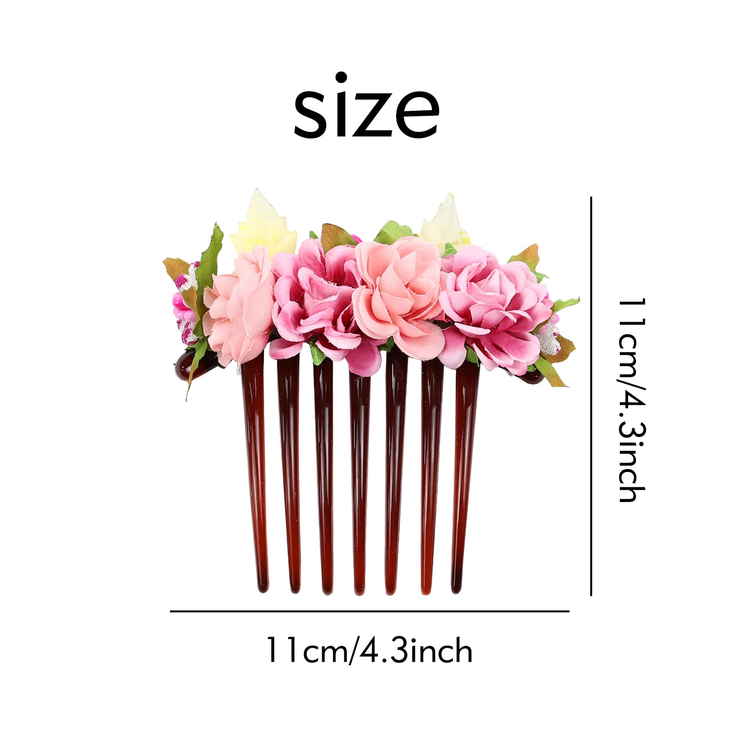4 Pack Rose Floral Hair Clips - Plastic Wedding Hair Combs for Women, Brides, Bridesmaids & Flower Girls - Elegant Side Hair Slides, Barrettes & Bun Accessories - Perfect for Bridal, Prom & Special Occasions