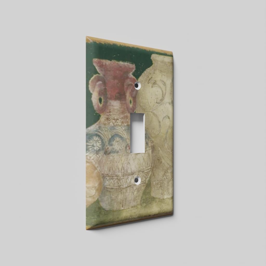 Decorative Light Switch Cover with Vases Design - Single Toggle Wall Plate for Home Decor & Living Room Aesthetics
