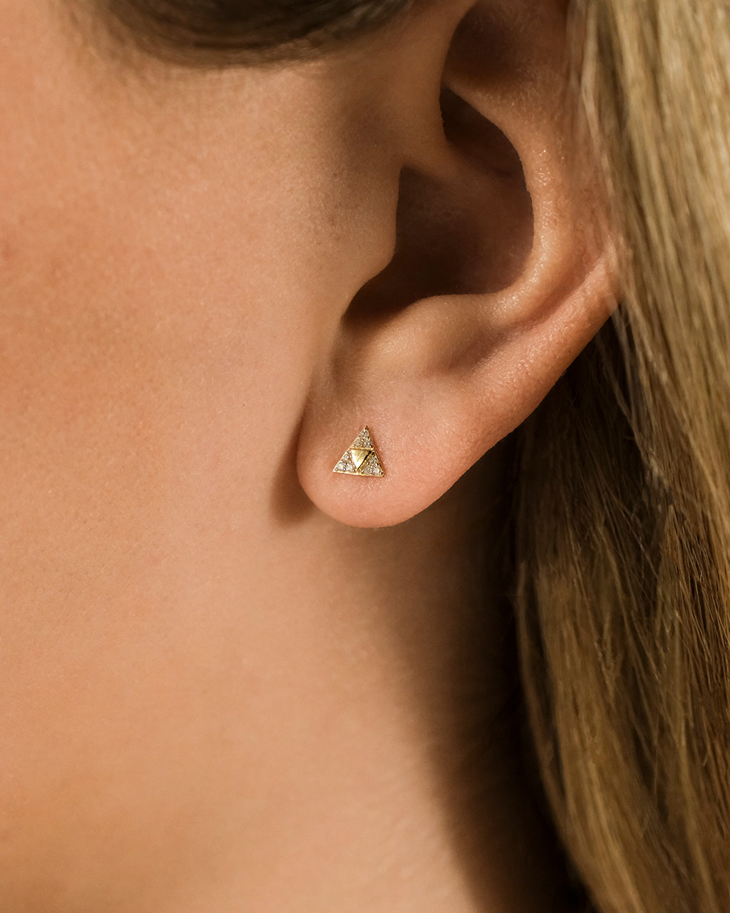 14K Gold Diamond Pyramid Stud Earrings for Women - Elegant Hypoallergenic Pierced Ear Jewelry - Perfect for Parties, Weddings & Everyday Wear