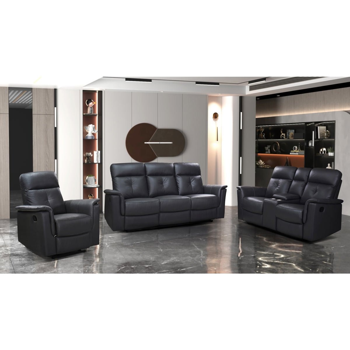 Ellesmere Dark Grey Reclining Sofa - 3-Seater Power Recliner with USB Charging | Modern Living Room Furniture for Home Theater & Relaxation