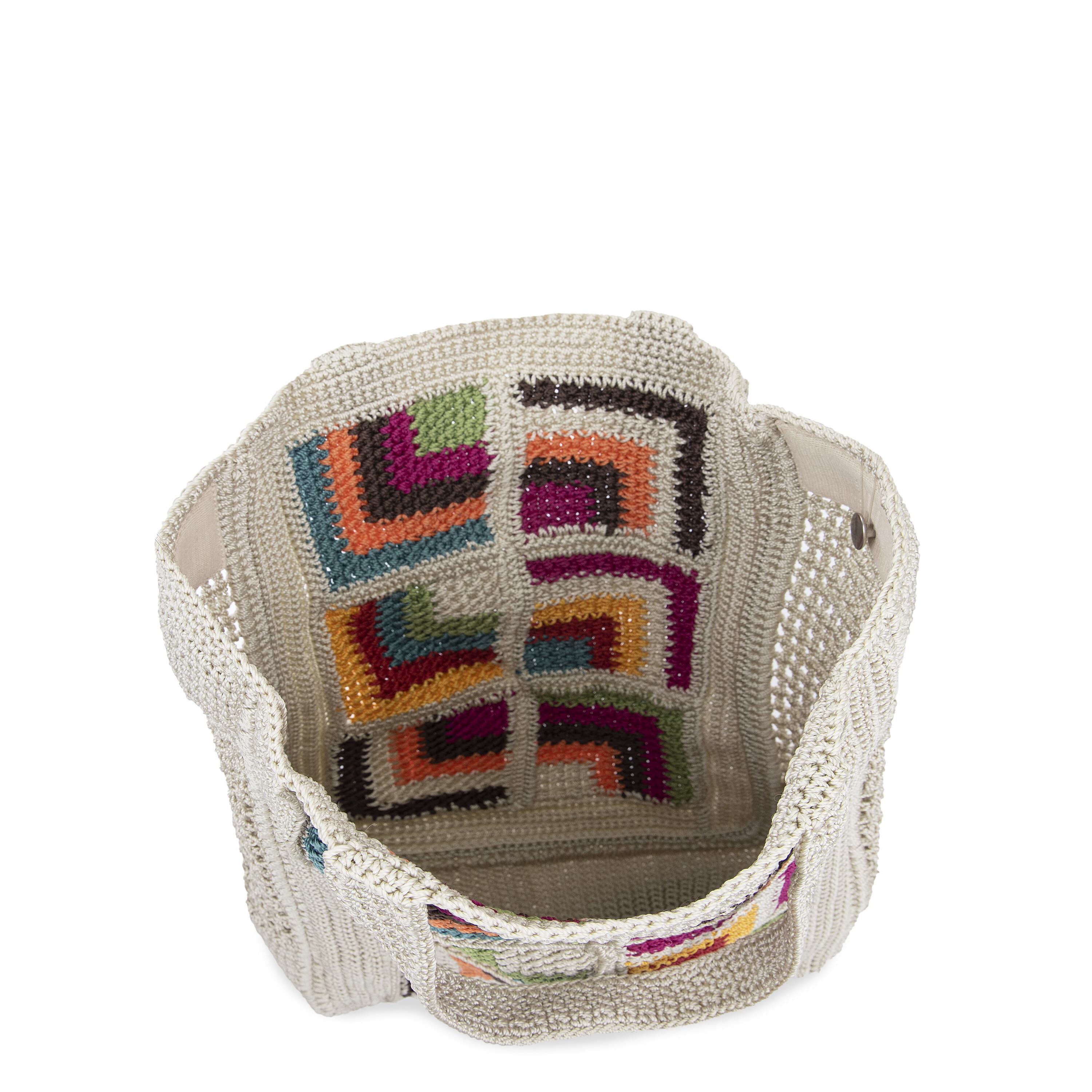 Hand Crochet Lanie Market Tote Bag - Stylish Multi Geo Pattern for Shopping, Beach & Everyday Use