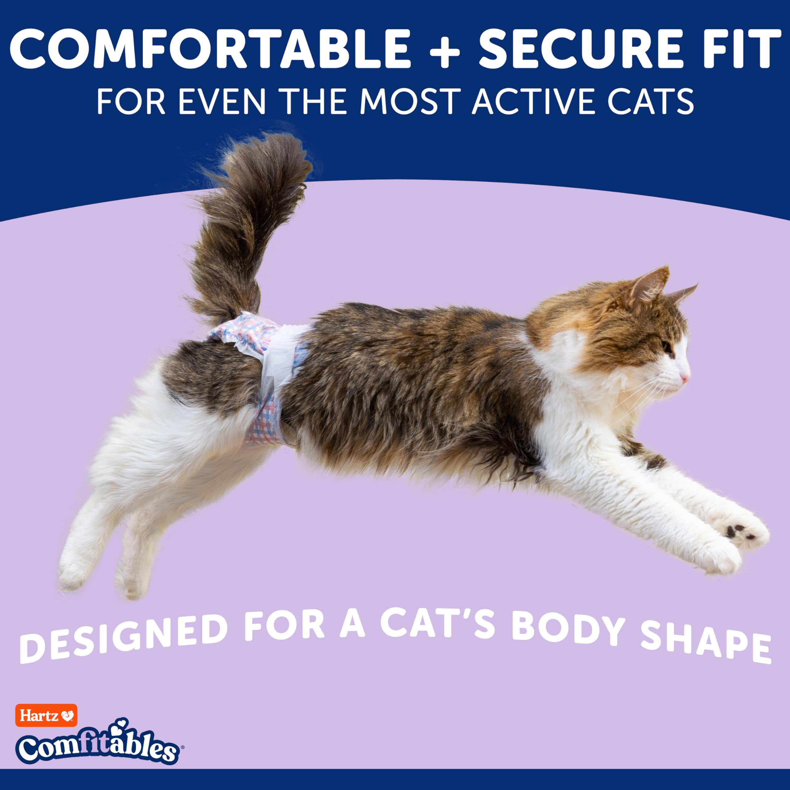 Hartz Comfitables Cat Diapers for Incontinence - Size Medium (12 Count) | Soft, Breathable & Secure Fit | Easy to Use for Senior Cats, Post-Surgery Recovery & Travel | Pet Health Essentials