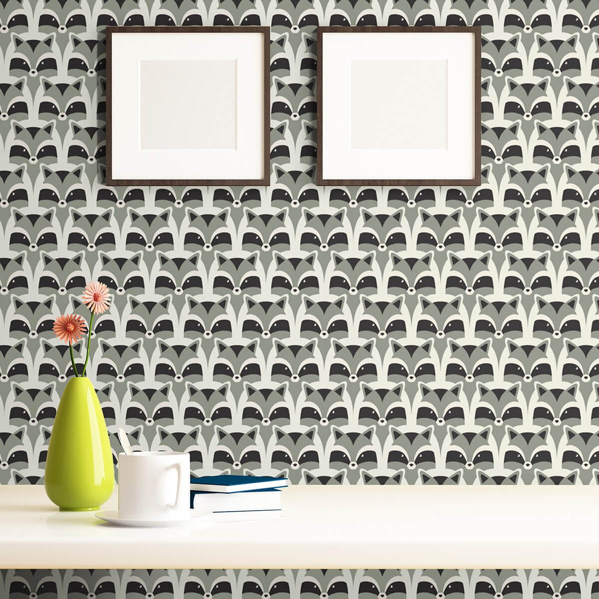 Black and Grey Animals Baby Peel and Stick Removable Wallpaper - Easy DIY Nursery Decor for Kids Room, Bedroom & Playroom