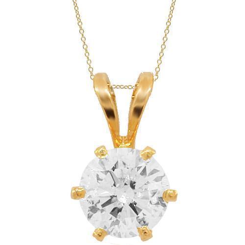 14K Yellow Gold Diamond Solitaire Pendant Necklace - 0.53 Carat Round Cut Diamond Pendant for Women - Perfect for Anniversary, Birthday & Valentine's Day Gifts