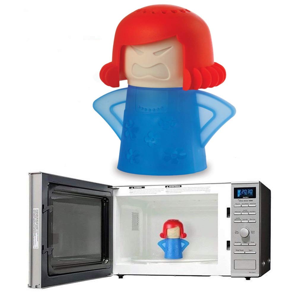 Angry Mama Microwave Cleaner – Fast & Easy Steam Cleaner for Kitchen, Removes Stubborn Stains in Minutes with Vinegar & Water (Blue) | Perfect for Home, Office & Dorm Microwave Cleaning