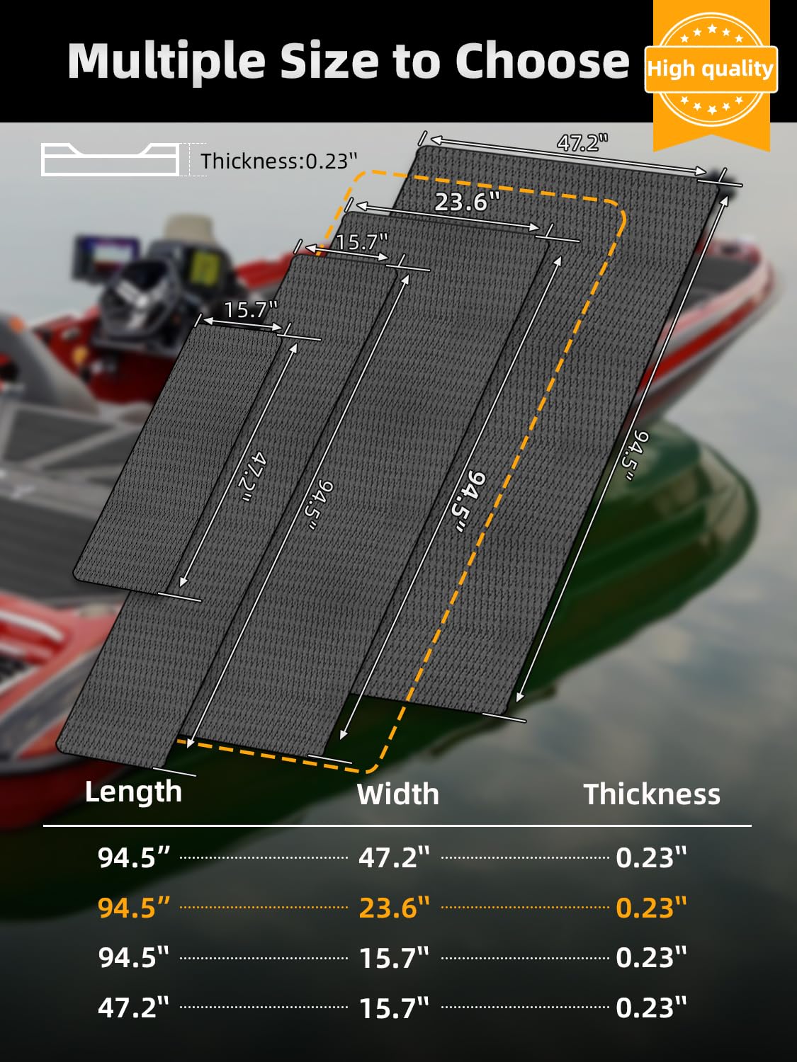 FOCEAN EVA Foam Boat Decking - Non-Slip Marine Flooring Mats for Boats, RV, Yacht, Kayak - 94.5