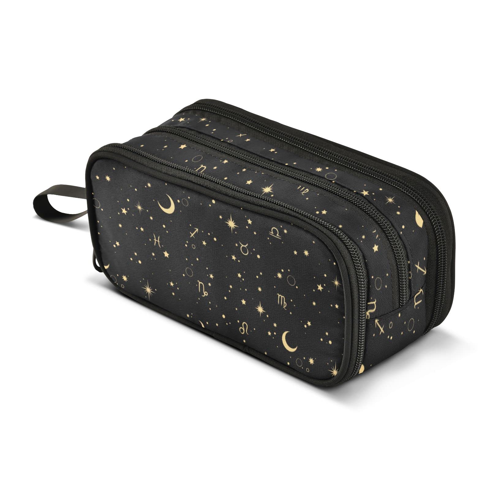 ALAZA Moon Star Zodiac Pencil Case - Durable Nylon Zipper Pouch for Pens & Stationery - Perfect for School, College, Office & Work (Unisex Design for Men & Women) - Great Gift for Students & Professionals