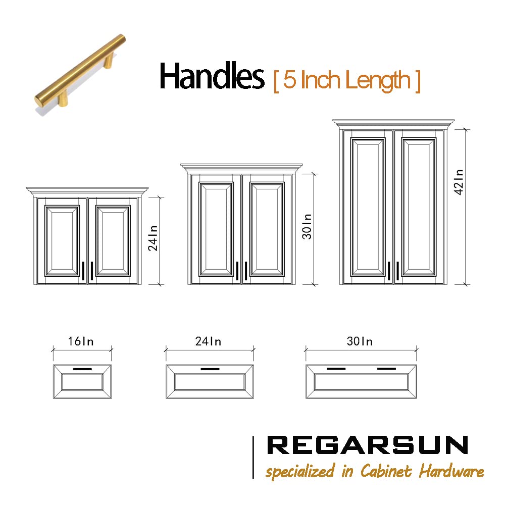 REGARSUN 12 Pack Brushed Gold Cabinet Handles (3 inch/76mm Center to Center) - Stainless Steel Kitchen Cabinet Pulls & Drawer Handles for Dresser, Wardrobe & Furniture (5 Inch Length) - Perfect for Home Renovation & DIY Projects
