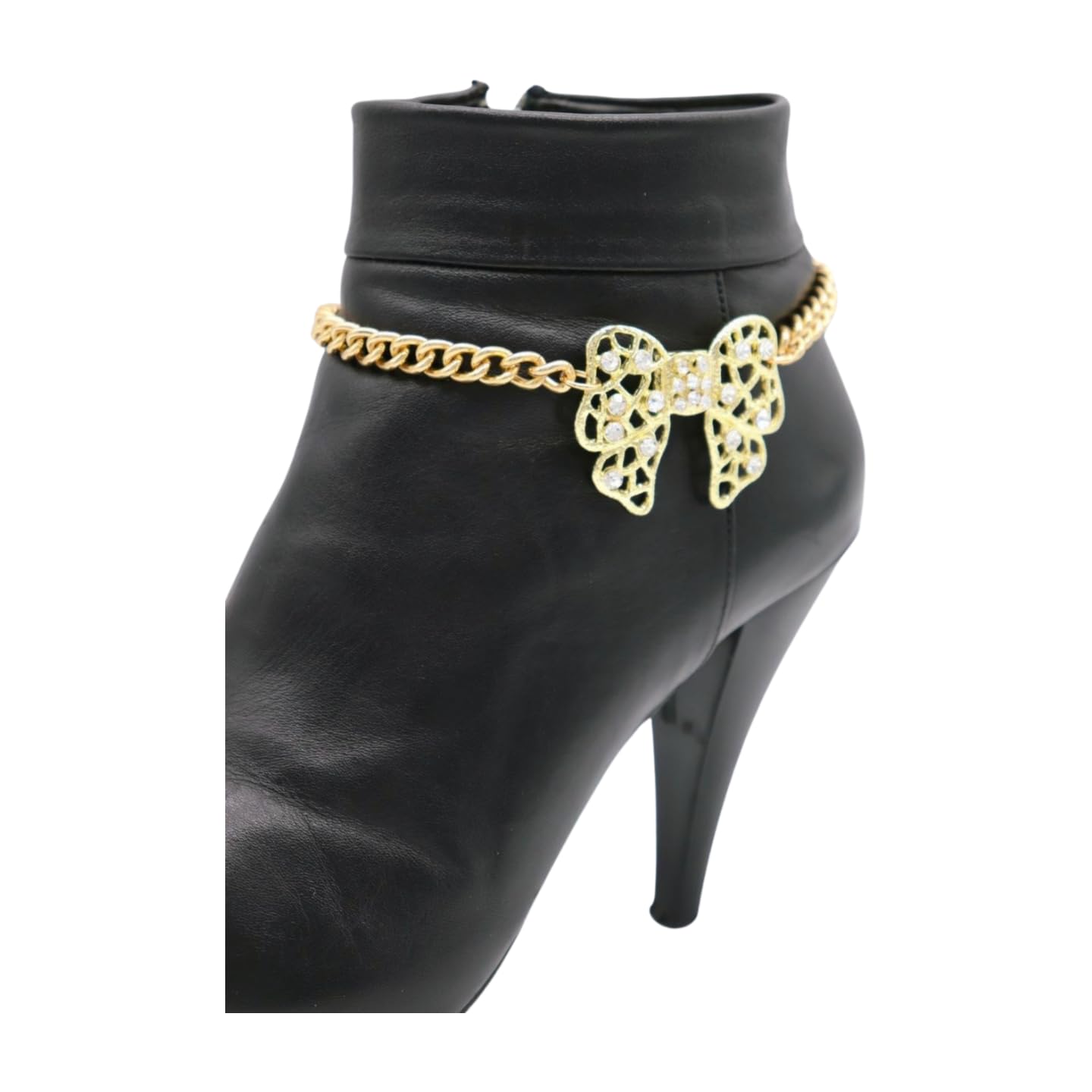 Women's Western Boot Chain Bracelet - Gold Shoe Charm Anklet with Bow Tie Ribbon for Cowgirl Fashion | Perfect for Country Concerts, Rodeos & Western Style Outfits