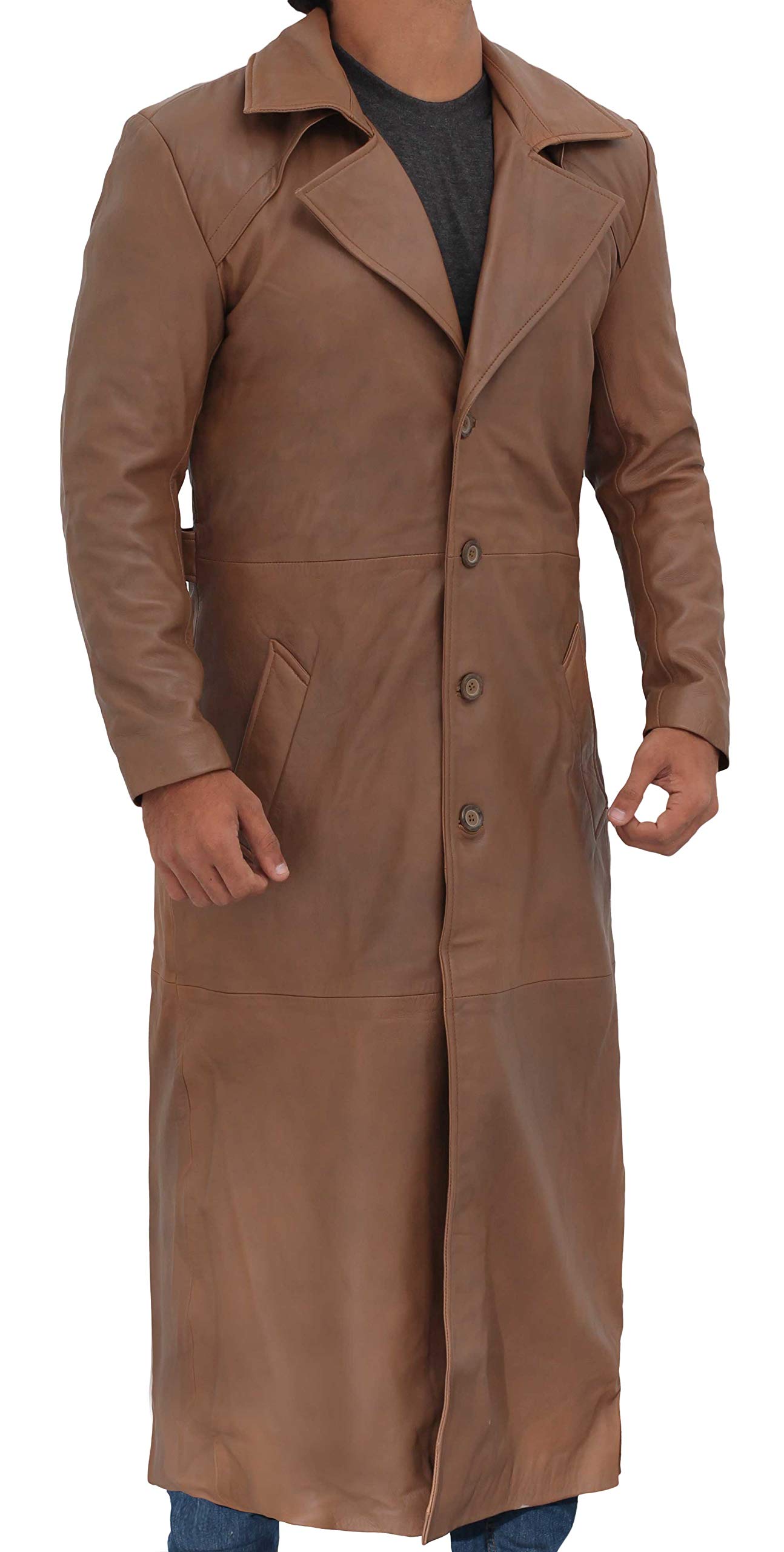 Premium Genuine Lambskin Leather Trench Coat for Men - Winter Fashion Long Jacket with Belt - Stylish Outerwear for Business, Dating & Formal Occasions