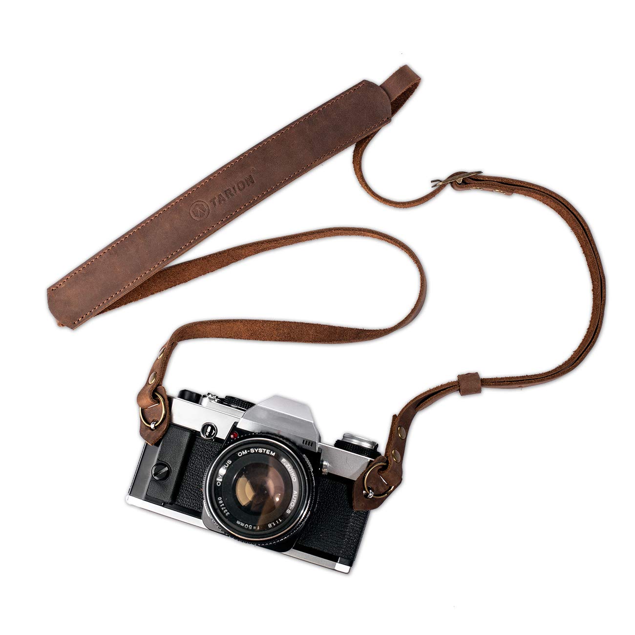 Genuine Leather DSLR Camera Strap - Adjustable Neck & Shoulder Strap for SLR, Mirrorless & Film Cameras - Vintage Brown L1 - Perfect for Travel, Photography & Outdoor Shooting