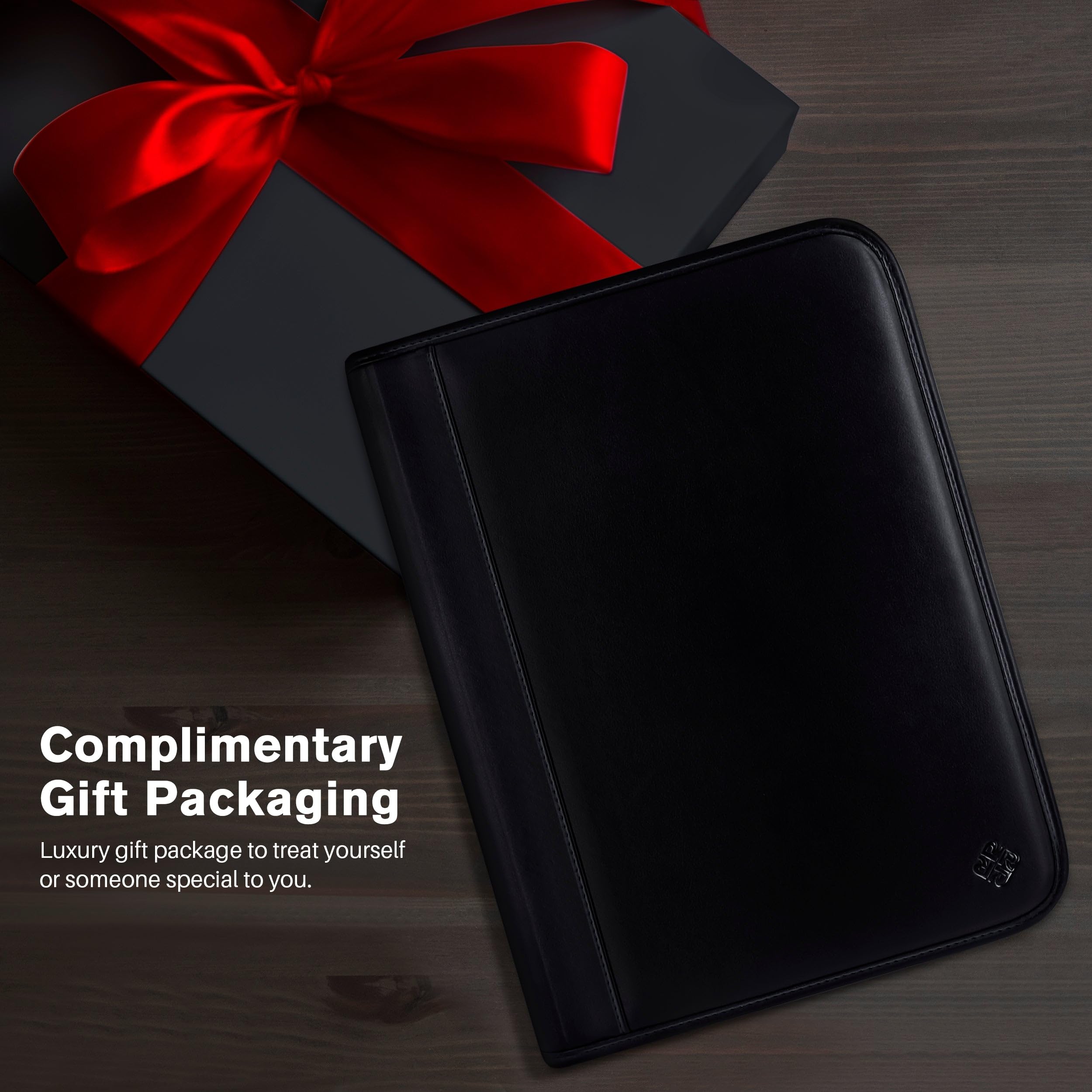 ROOCASE Wilshire Executive Portfolio - Premium Magnetic Leather Case for iPad Air 10.5 (3rd Gen 2019) & iPad Pro 10.5 (2017) with Built-in Organizer & Apple Pencil Holder - Perfect for Business Professionals & Office Use (Black)