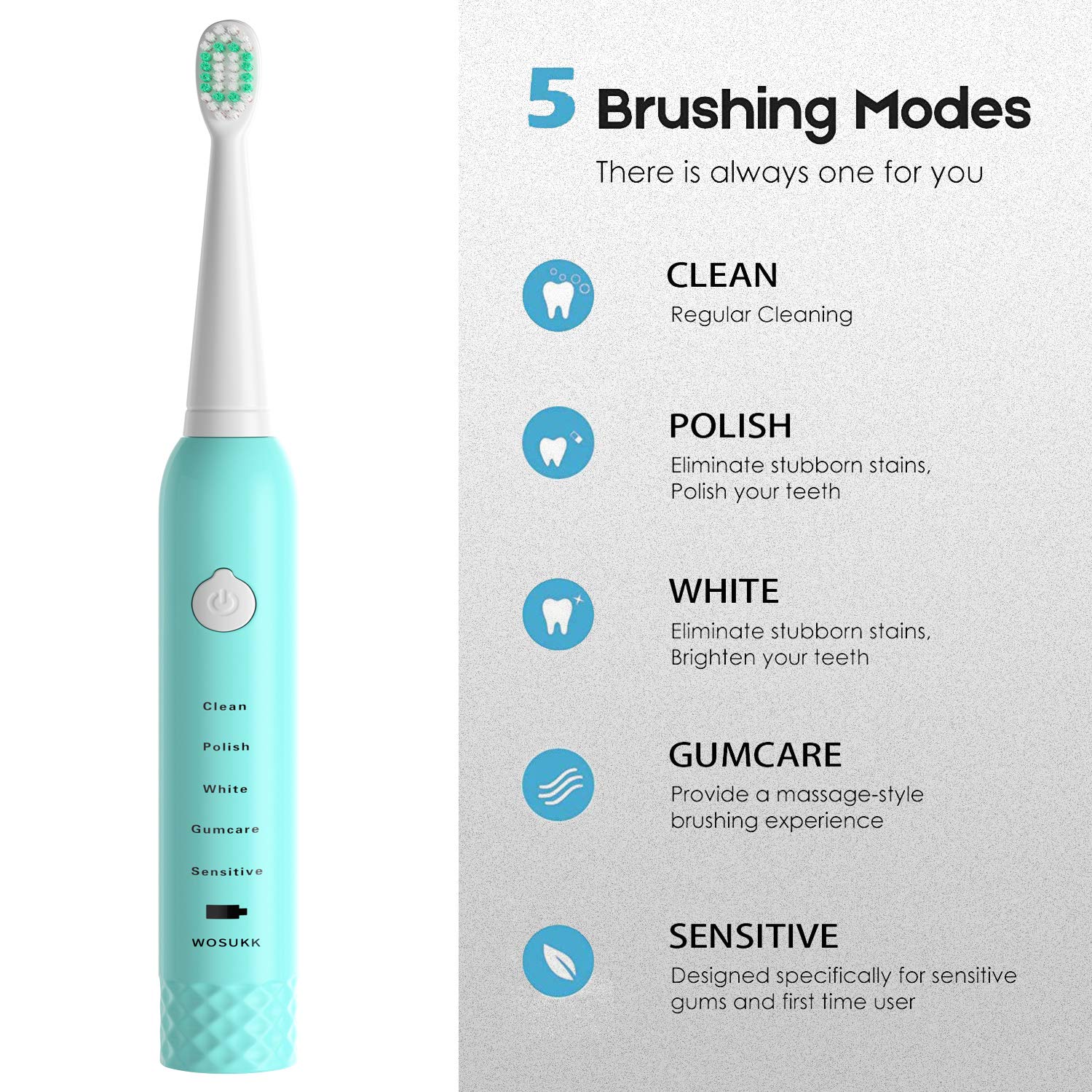 **Kids Sonic Electric Toothbrush - 5 Cleaning Modes with Smart Timer, Waterproof USB Rechargeable, 4 Replacement Brush Heads for Children & Adults - Perfect for Home & Travel Dental Care**