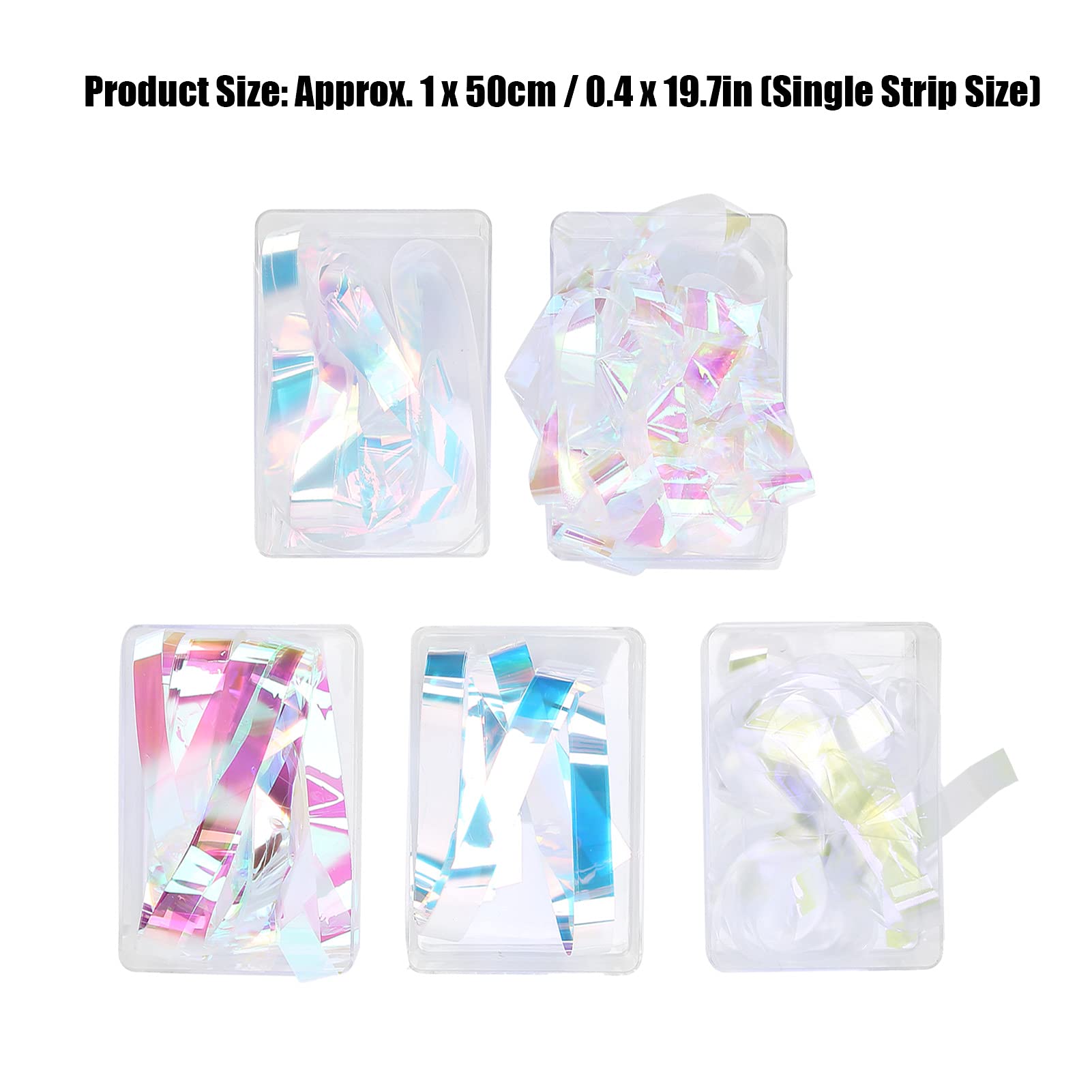 5 Box Nail Art Cellophane Stickers - 1x50cm Glass Paper Nail Decals for Women, Mothers & Wives | Perfect Gift for Nail Shops, Home Manicures & Pedicures | Great for DIY Nail Art, Parties & Special Occasions