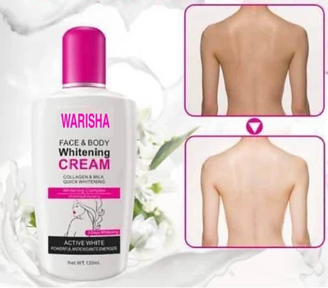 Collagen Milk Whitening Face & Body Cream with Musk Scent (0.1 oz) - Brightening Moisturizer for Glowing Skin, Day & Night Use