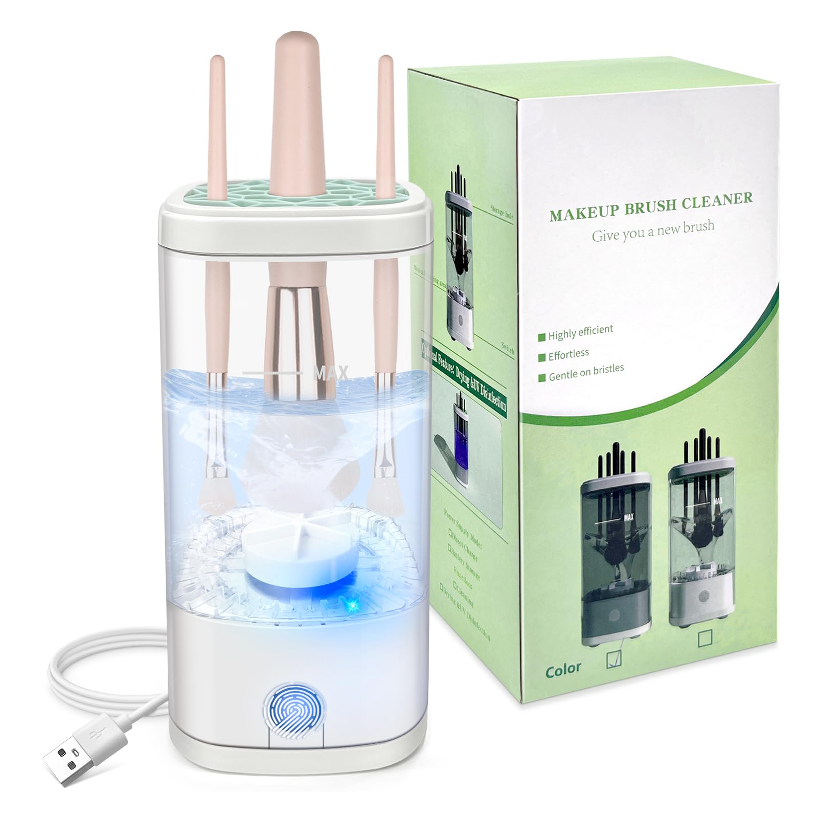 Electric Makeup Brush Cleaner Machine - Automatic & Efficient Cleaning for All Brush Types - Transparent Design - Perfect for Home & Salon Use