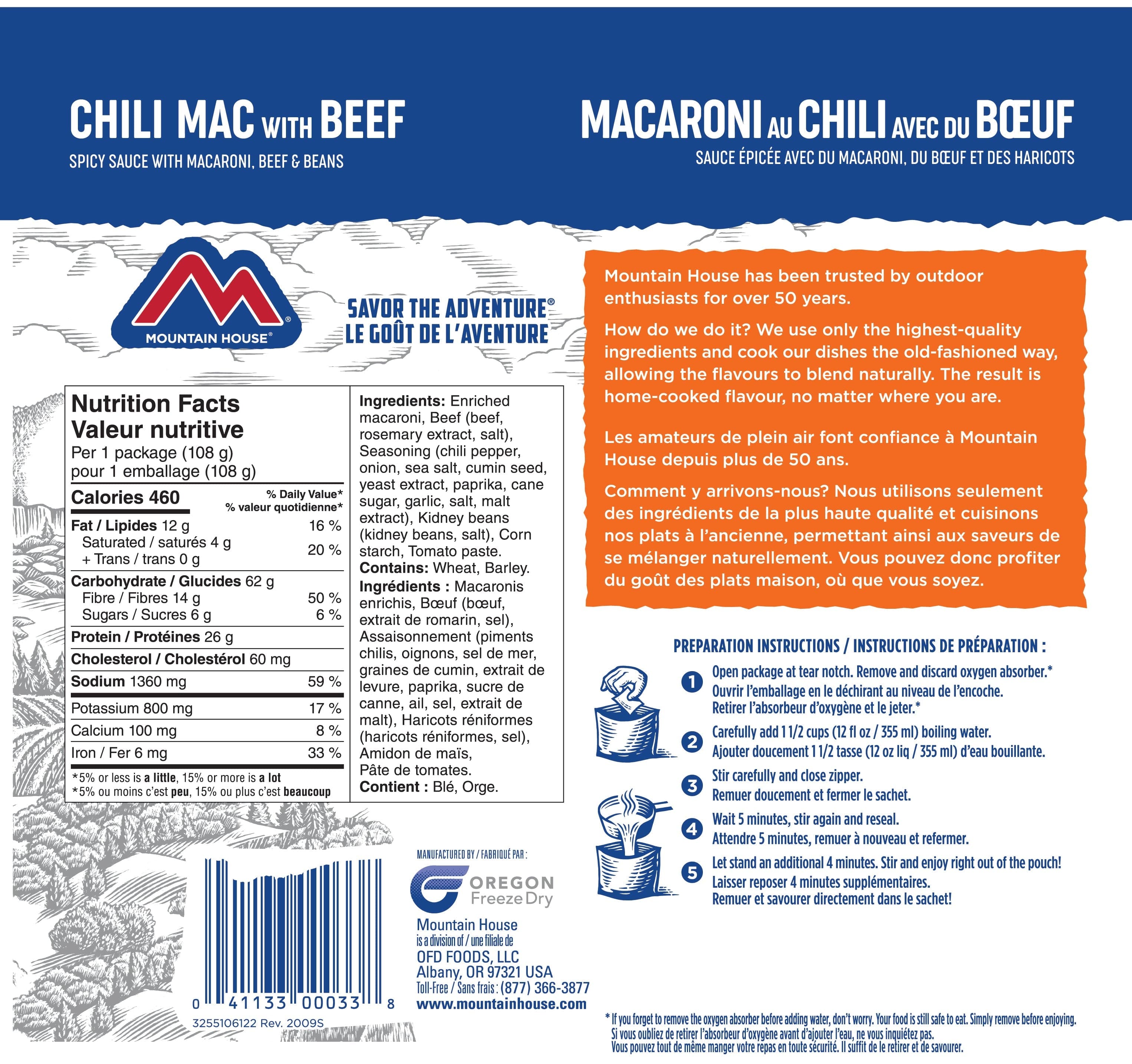 Mountain House Chili Mac with Beef - Freeze Dried Camping & Emergency Food - Lightweight & Easy to Prepare - Perfect for Hiking, Backpacking & Survival Kits