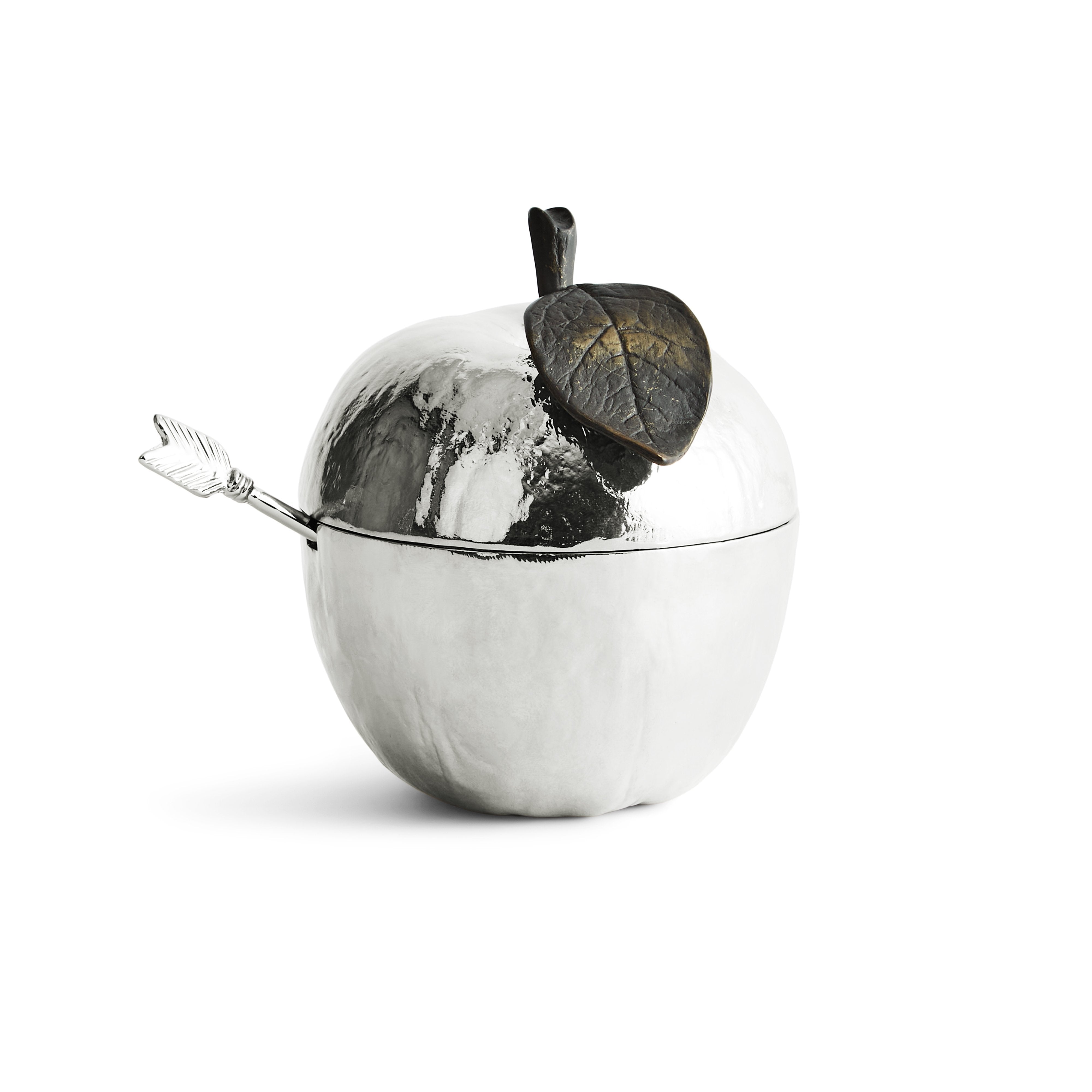 Premium Nickel-Plated Apple Honey Pot with Spoon - Elegant Honey Dispenser for Tea, Coffee, Toast & Dessert Presentation