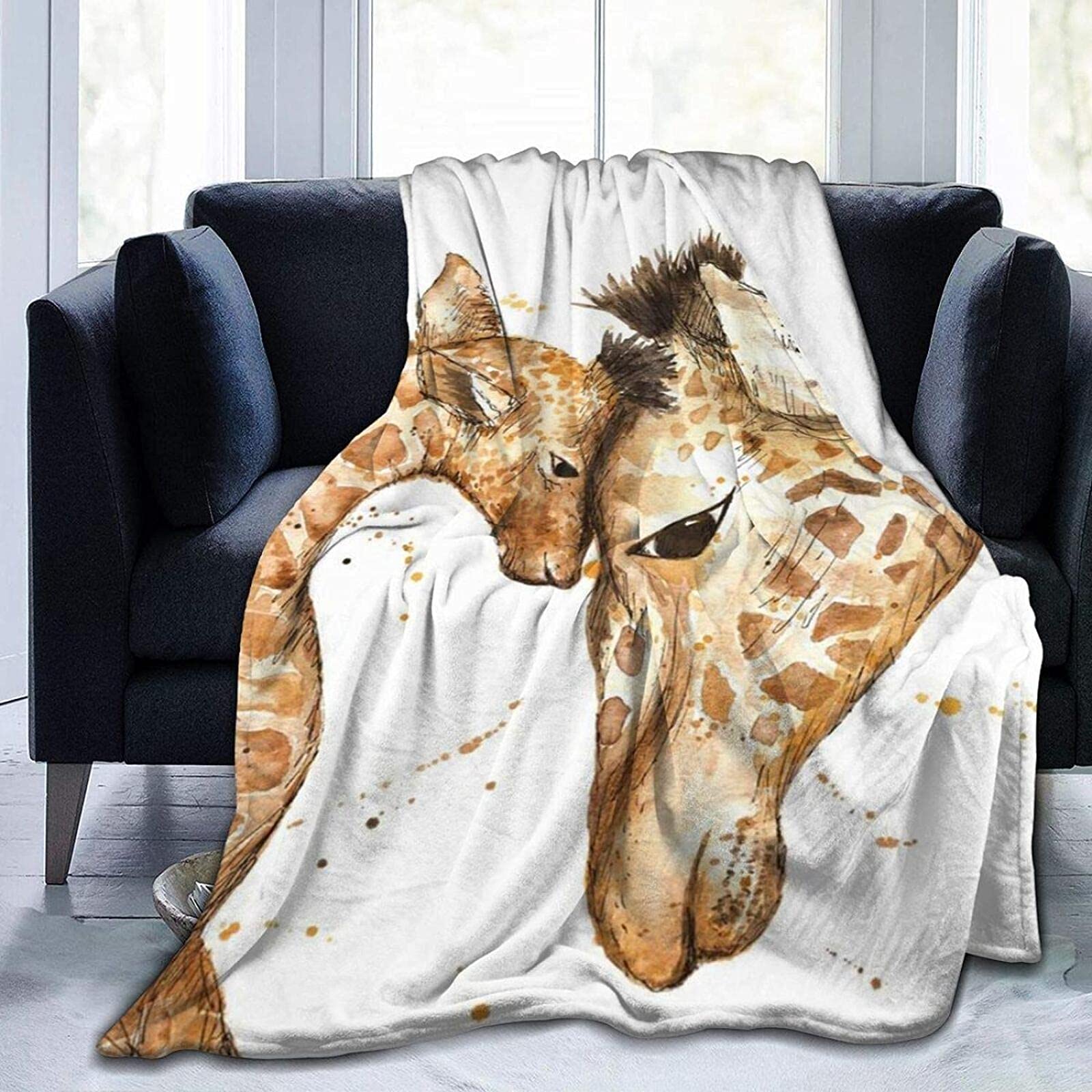 Epushow Mini Blanket - Super Soft & Warm Giraffe Print Throw Blanket for Couch, Bed, Office - Lightweight & Comfortable All-Season Fiber Blanket - Perfect for Living Room, Travel, and Gifts
