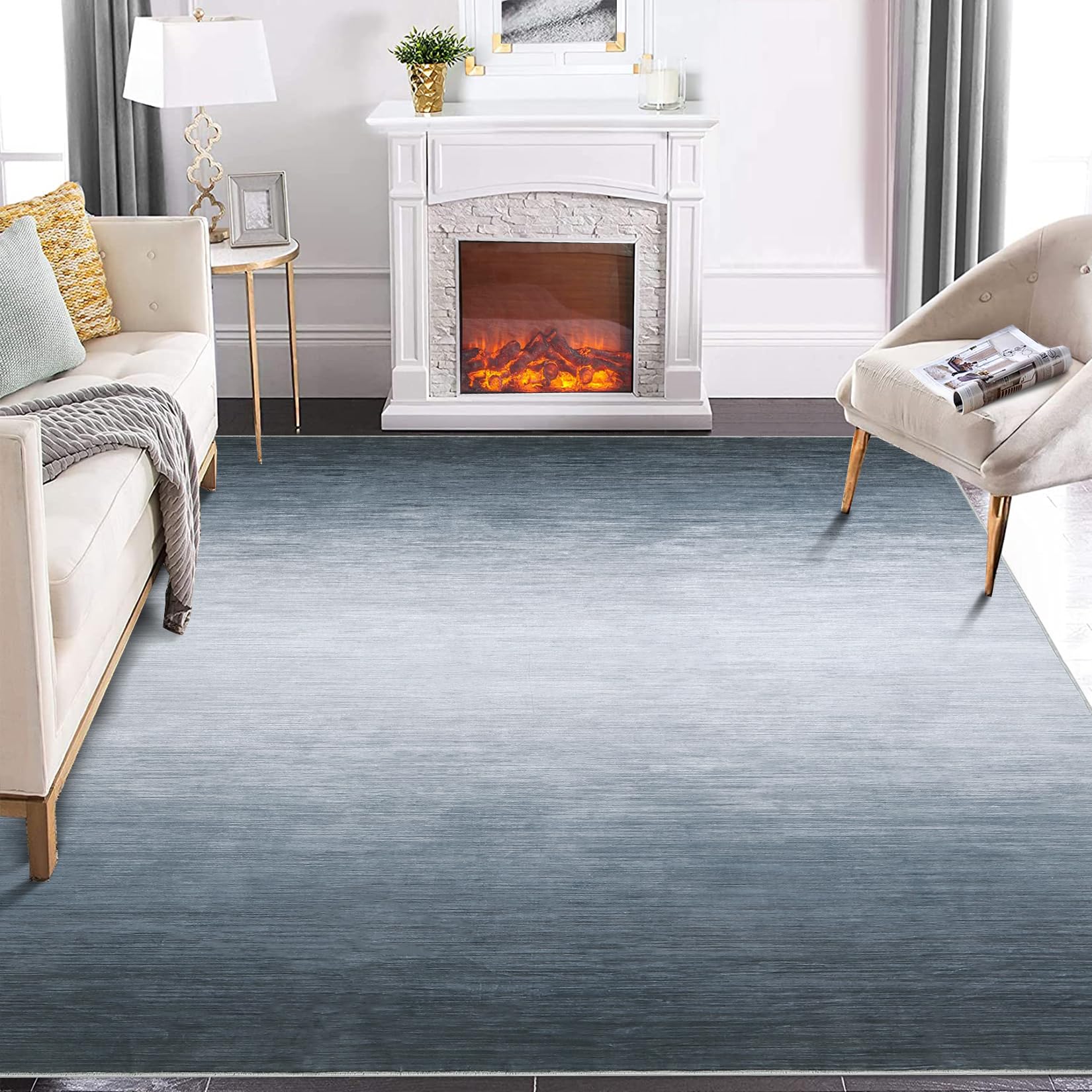 GARVEE 3x5 Ombre Area Rug - Modern Low Pile Indoor Carpet for Living Room, Bedroom, Office & Dining Room - Oil Painting Style Grey Rug - Perfect for Home Decor, Apartment Styling & Cozy Spaces