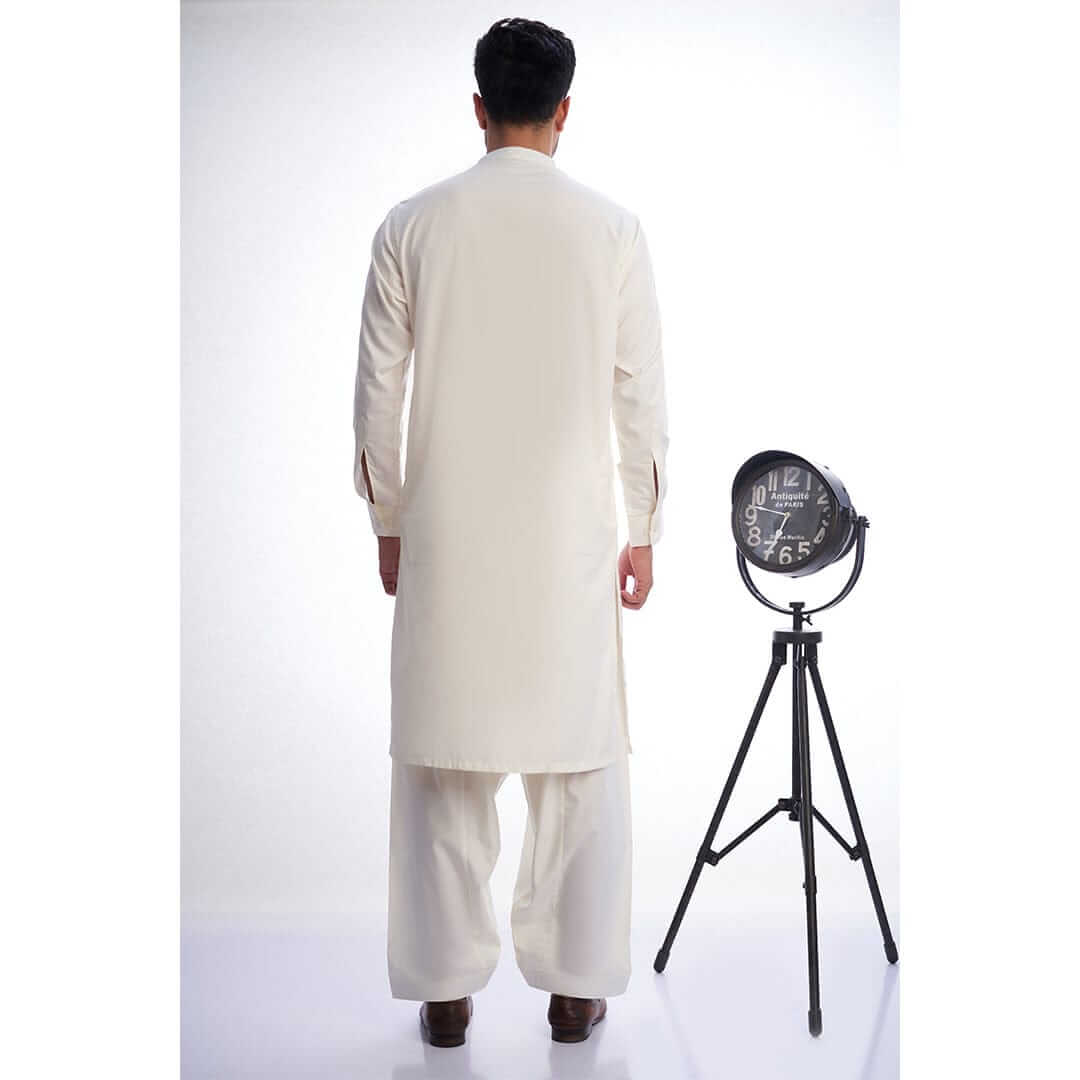 Elegant Ivory Embroidered White Shalwar Kameez - Traditional Pakistani Outfit for Women - Perfect for Weddings, Festivals & Special Occasions