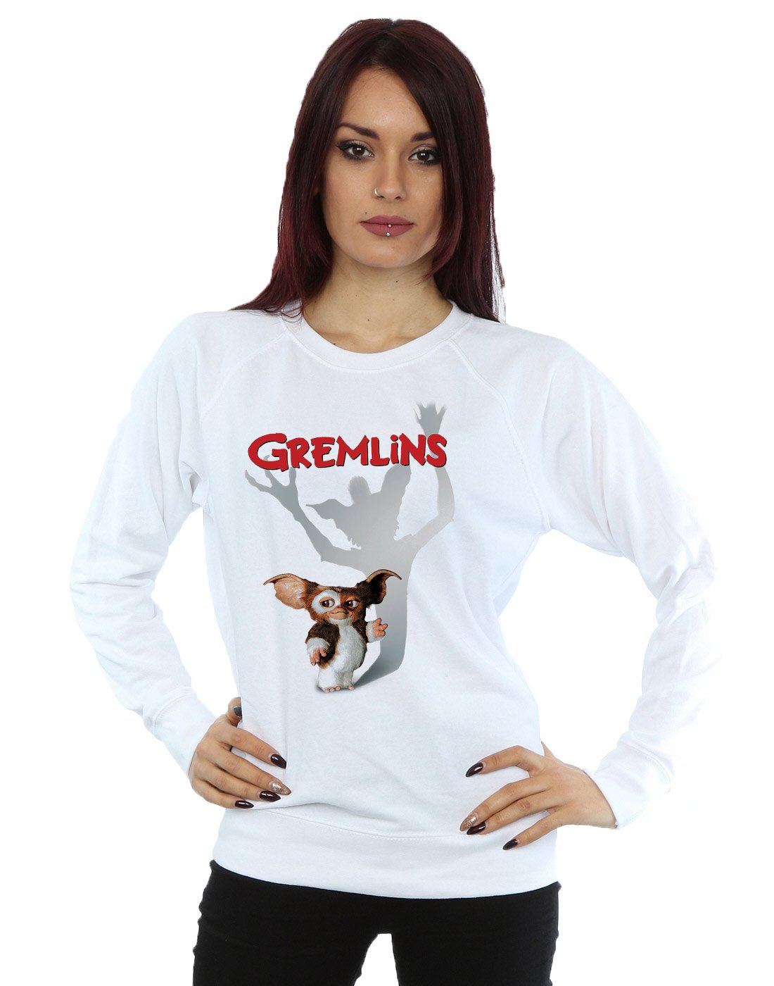 Women's Gizmo Shadow Sweatshirt - Small White | Cozy Pullover for Casual Wear, Lounge & Street Style