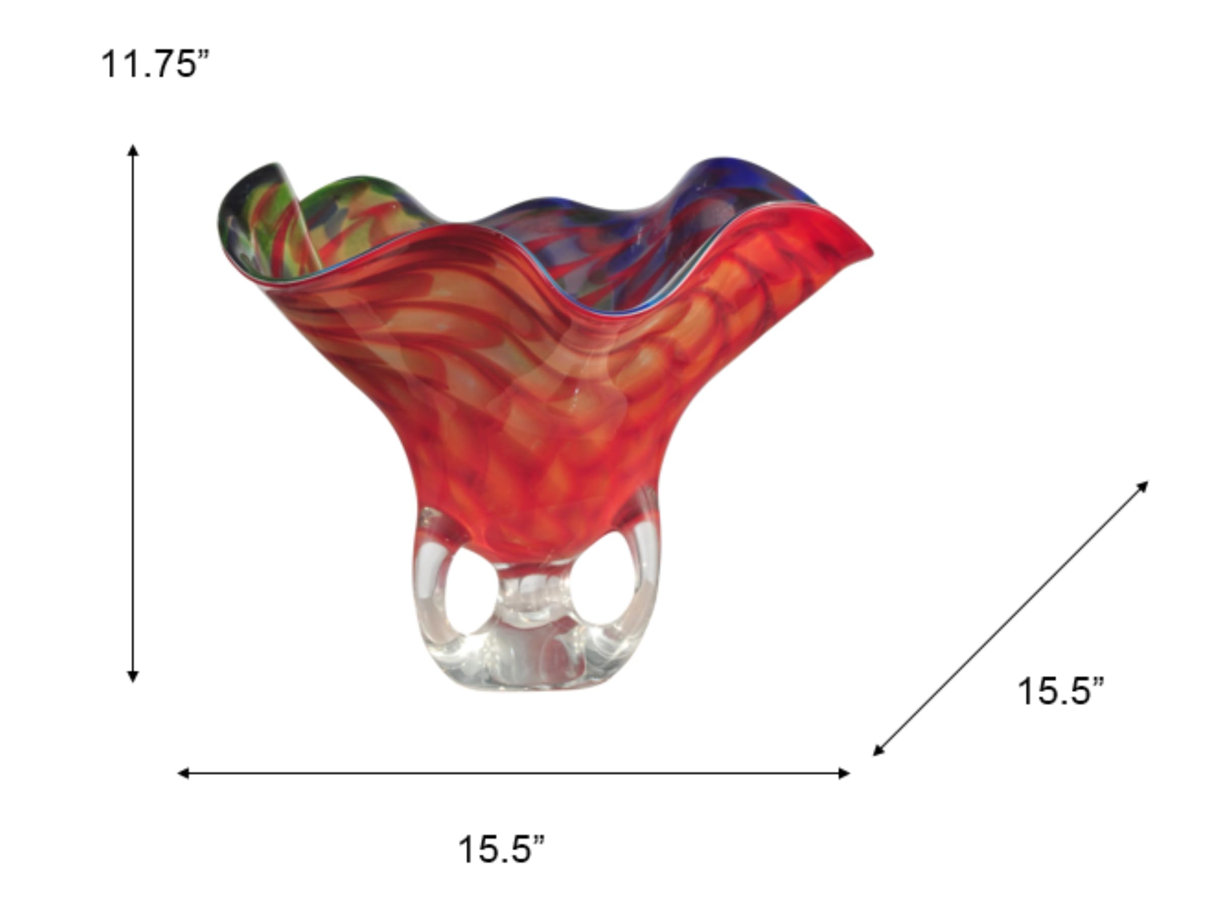 Dale Tiffany AV12392 Cinnabar Wave Art Glass Vase - Handcrafted Decorative Vase for Home, Office & Wedding Decor - Perfect for Floral Arrangements & Luxury Gift Giving