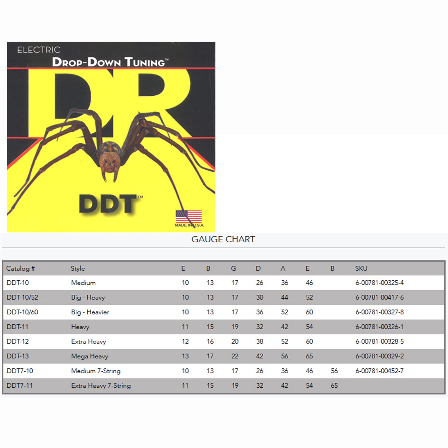 DR Handmade Strings DR DDT Drop Down Tuning 7 String Heavy Gauge Electric Guitar Strings (DDT7-11) - Perfect for Metal, Rock & Extended Range Playing