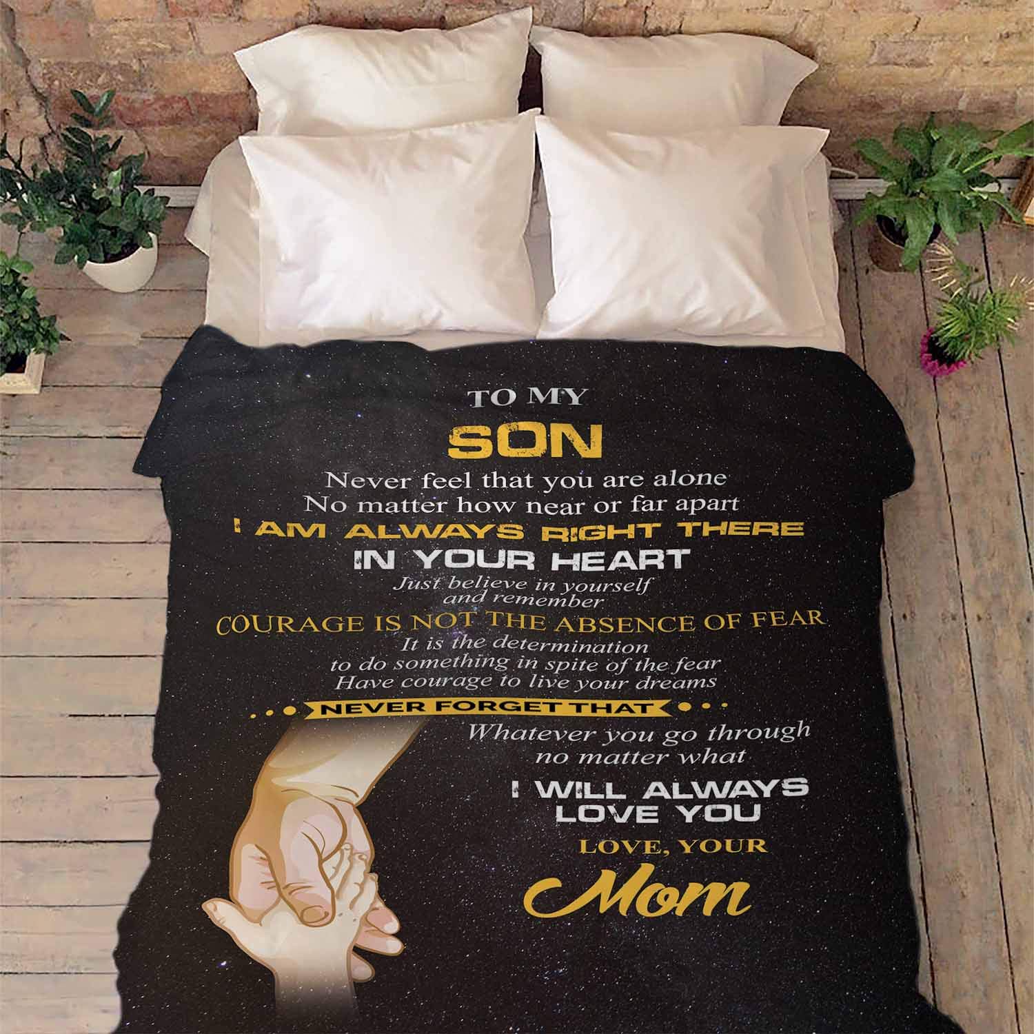 Premium Inspirational Blanket for Son - 'Courage is Not The Absence of Fear' Quote - Soft Comfort Throw Gift for Birthday, Children's Day & Christmas - Perfect for Bedroom, Nursery or Thoughtful Present