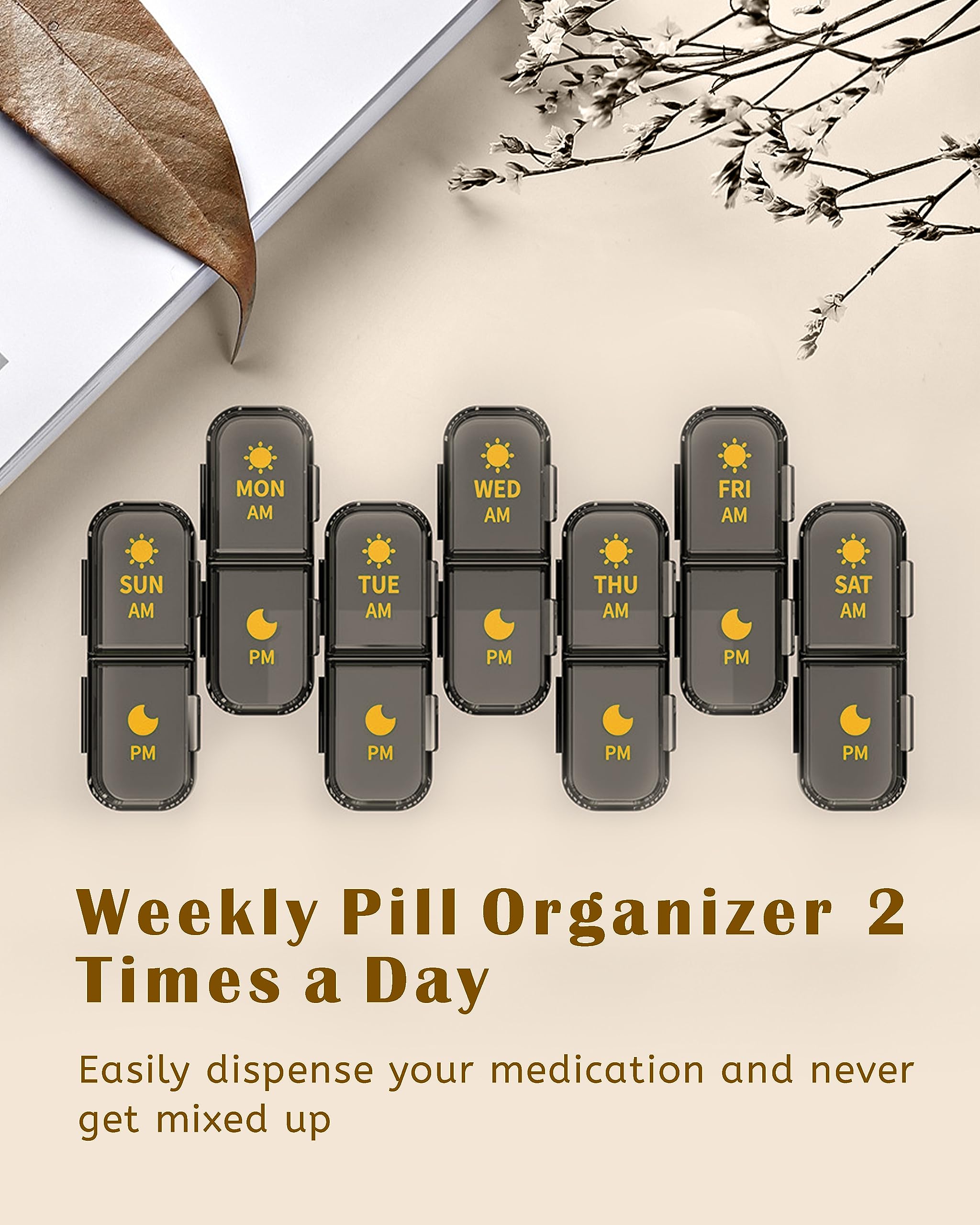 7-Day AM/PM Pill Organizer with Separate Compartments - Large Weekly Medicine Box for Vitamins, Fish Oil & Supplements | Portable Travel Pill Case (Green) - Perfect for Daily Medication Management & Travel