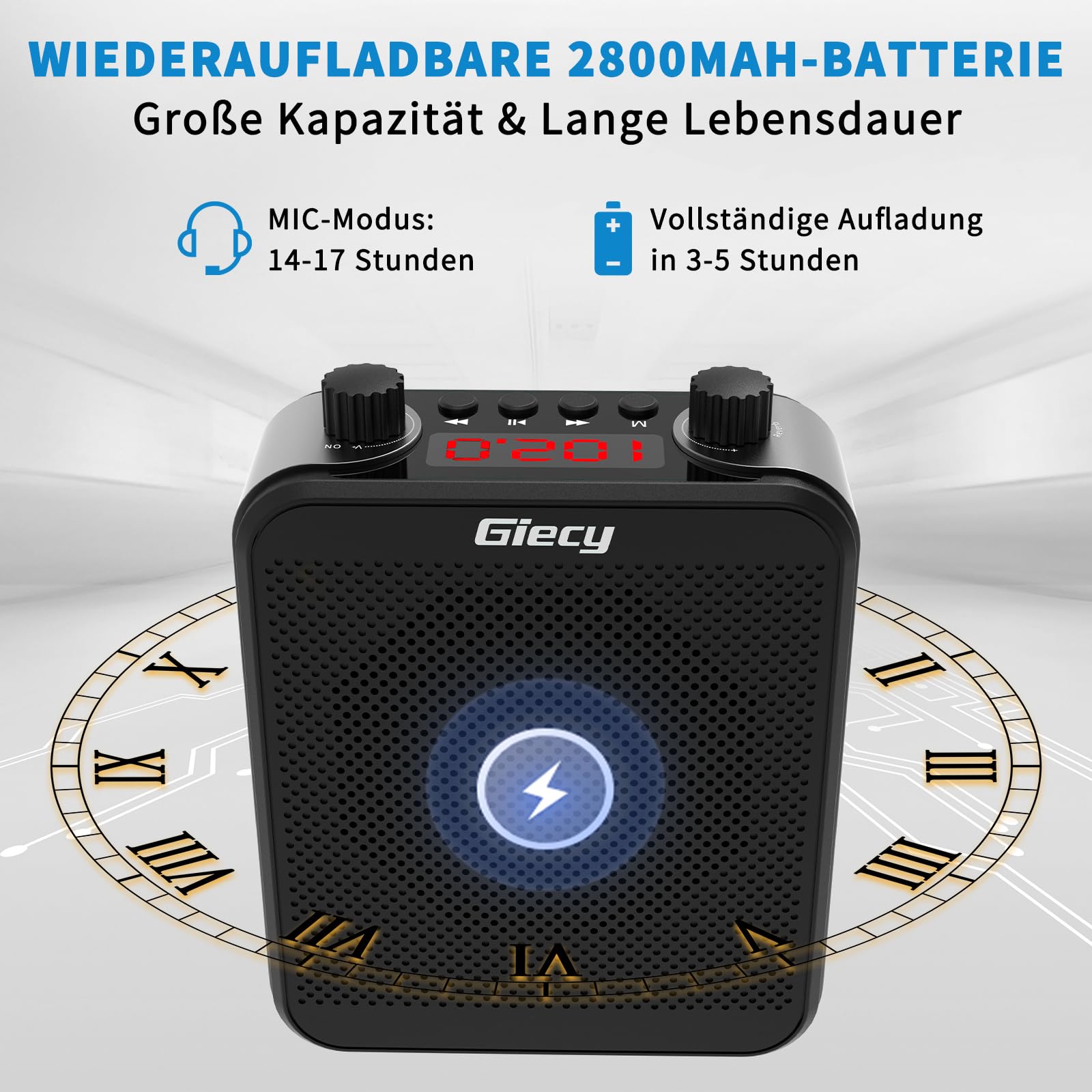 Portable Bluetooth Speaker with Microphone (30W) - 7.4V/2800mAh Rechargeable Lithium Battery - Mini Voice Amplifier for Teachers, Trainers, Tour Guides & Meetings - Ideal for Outdoor Activities, Presentations & Public Speaking