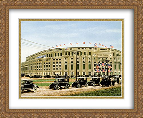 Yankee Stadium 36x28 Framed Art Print - Gold Ornate Double Mat - Perfect for Sports Bar Decor & Man Cave Wall Art