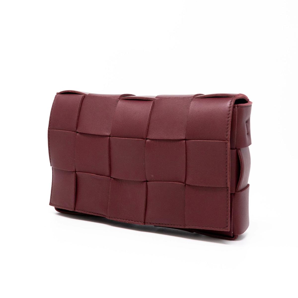 Bottega Veneta Burgundy Cassette Crossbody Bag - Luxury Leather Shoulder Purse for Women, Perfect for Date Night & Evening Events