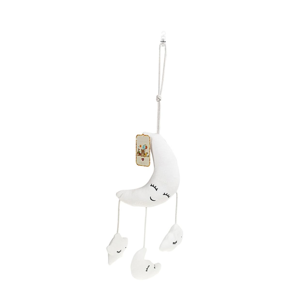 UPKOCH Soft Plush Hanging Rattle Toy with Music - White Baby Crib Mobile for Newborns & Infants | Nursery Decor, Sensory Play & Early Learning Development