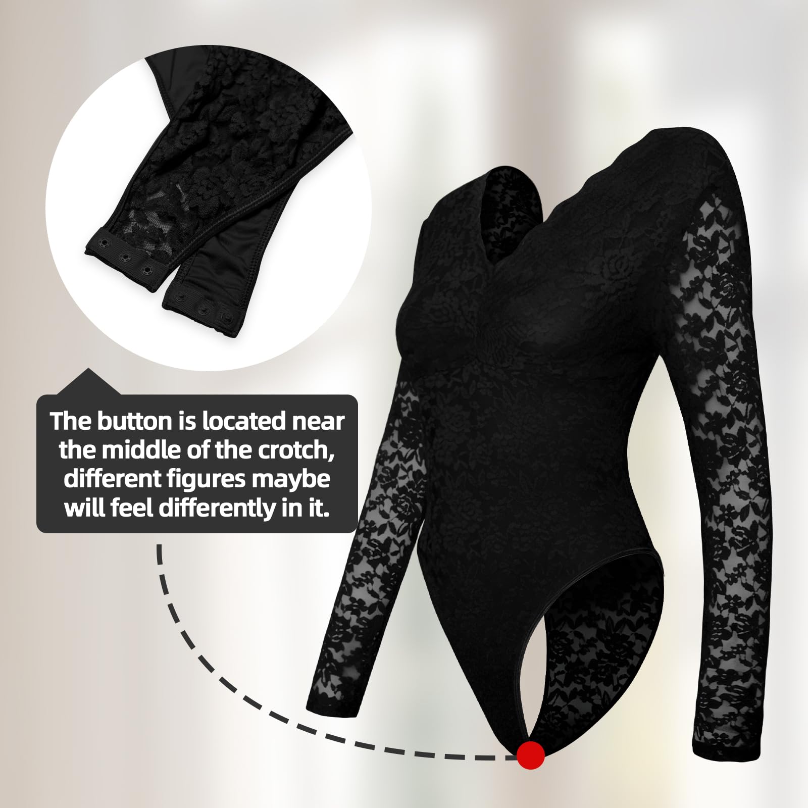 Elegant Stretch Slim Jumpsuit for Women - Long Sleeve Lingerie Bodysuit Classic Tops | Perfect for Date Nights, Parties & Layering Under Blazers