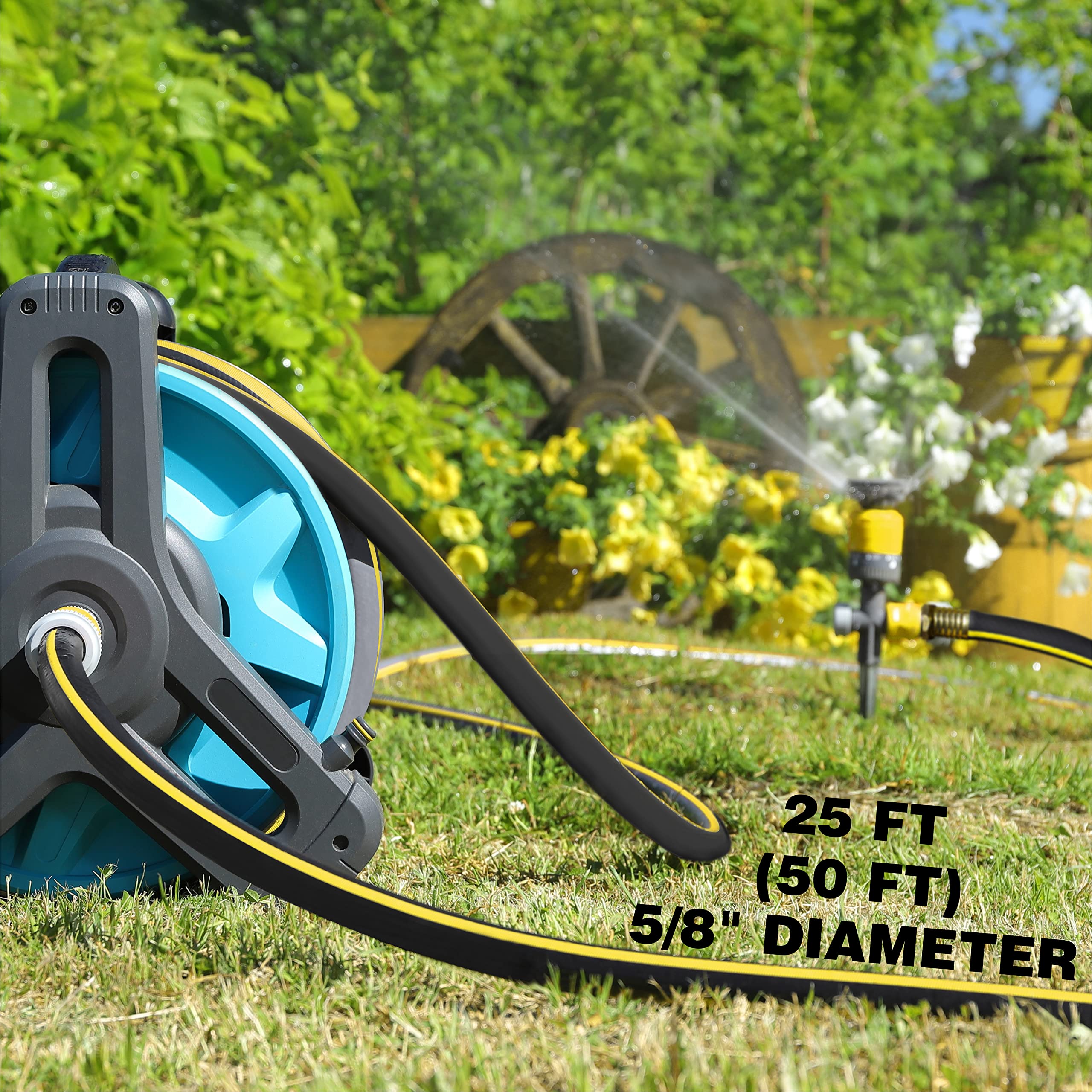 25 ft HOMESTEAD Lightweight Garden Hose - 5/8 Inch Diameter with 3/4 Inch Brass Connector - Perfect for Lawn Watering, Garden Irrigation & Outdoor Cleaning